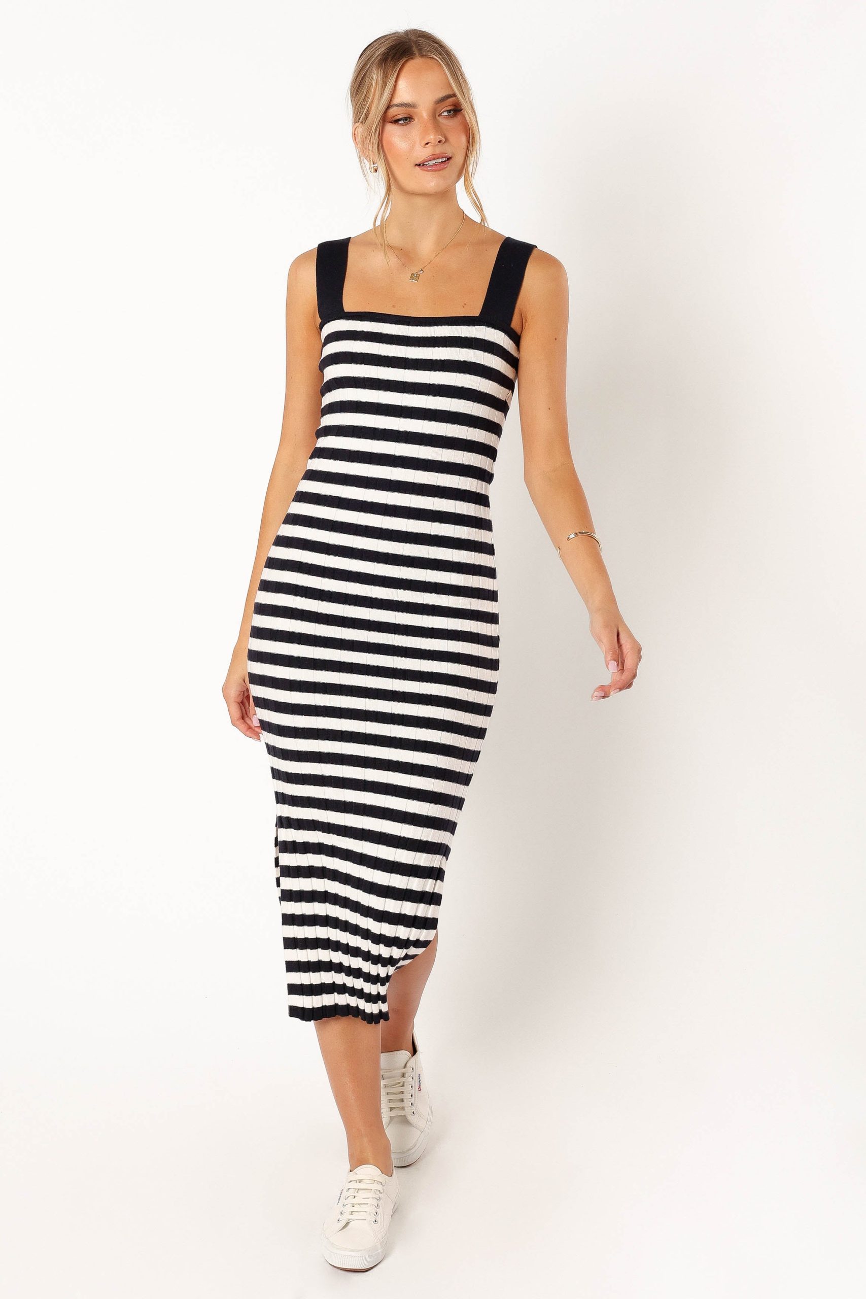 Ledger Midi Dress - Navy Stripe - Image 2