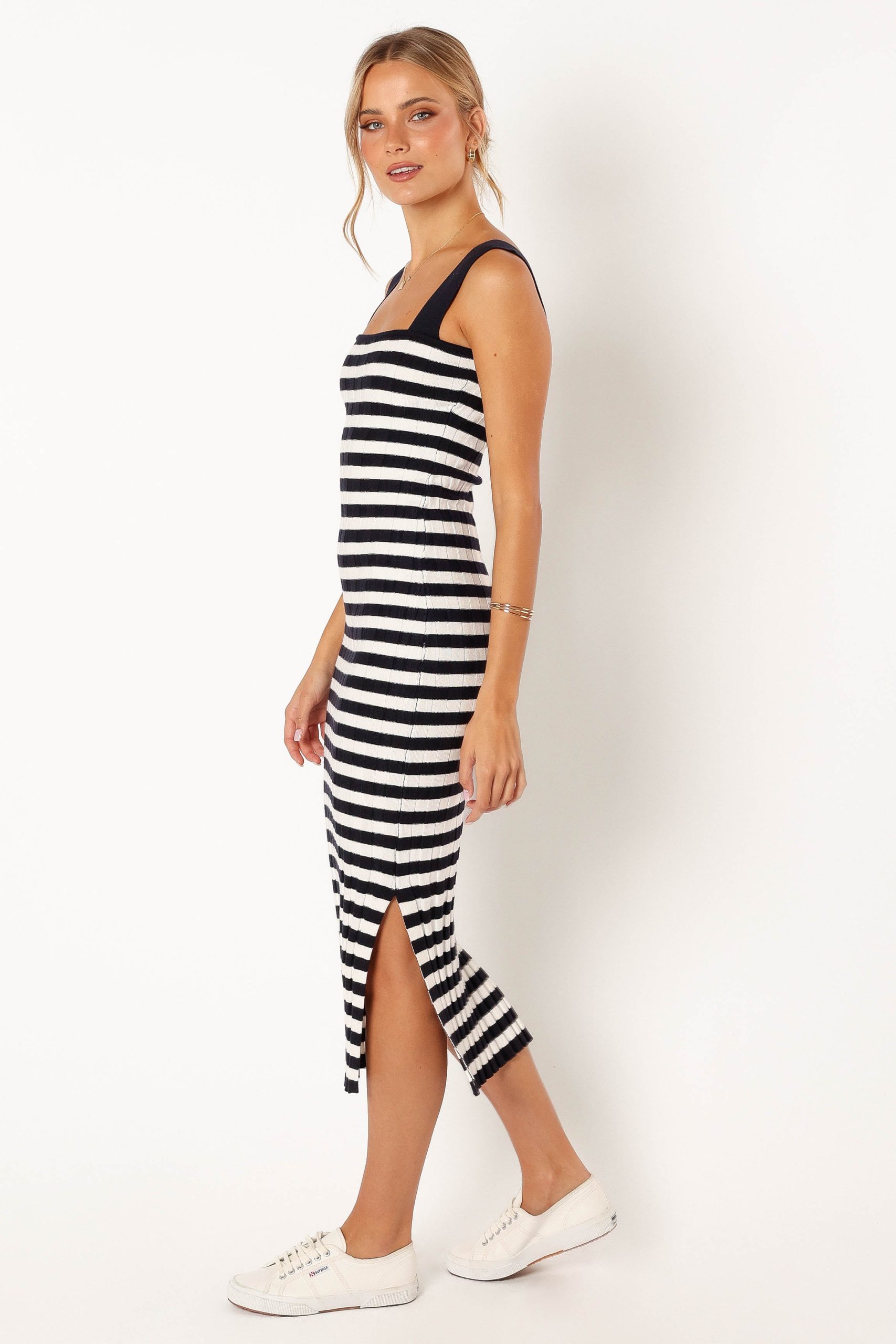 Ledger Midi Dress - Navy Stripe - Image 3