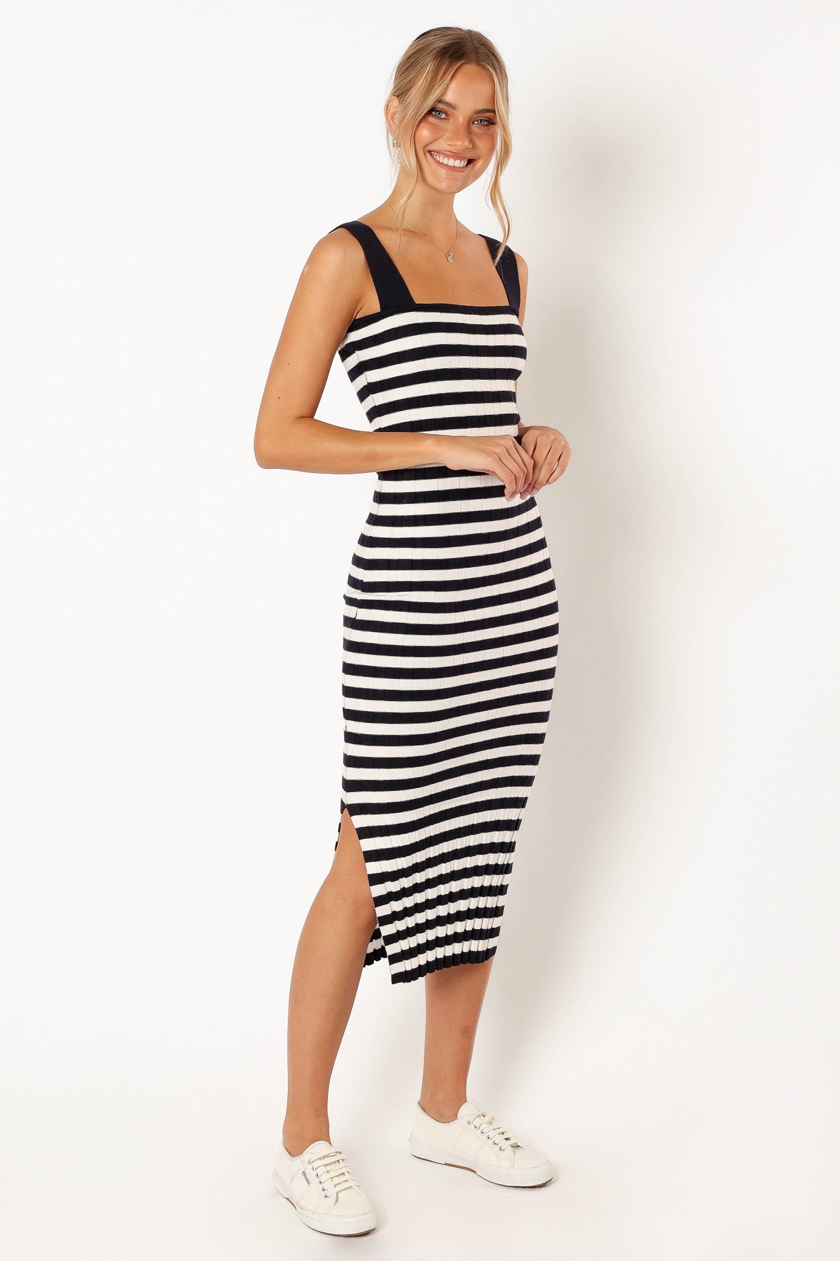 Ledger Midi Dress - Navy Stripe - Image 5