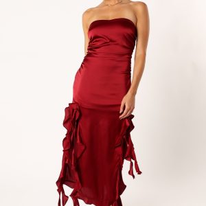 Lee Strapless Midi Dress - Wine