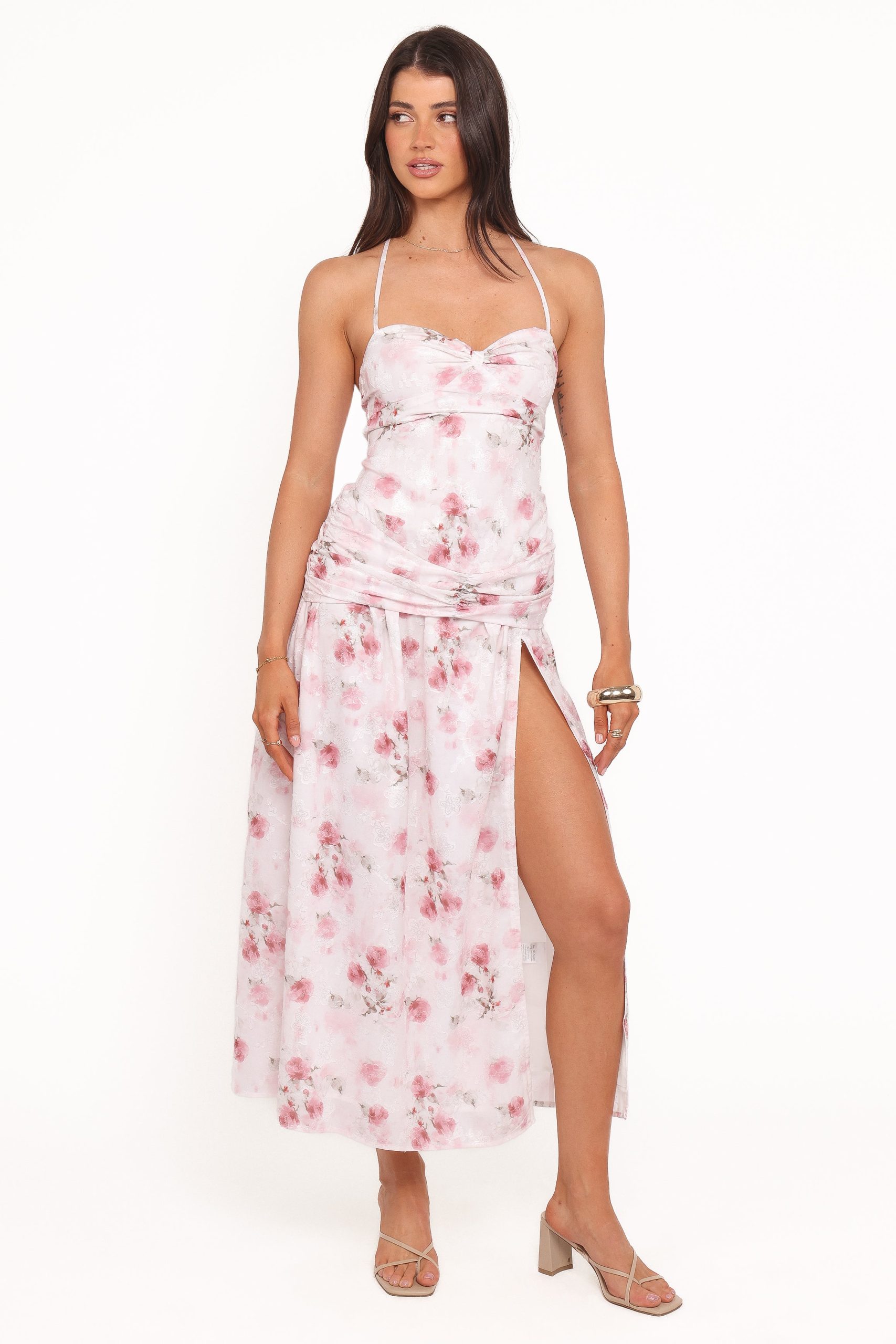 Lelia Halterneck Midi Dress - Pink Floral - Image 6