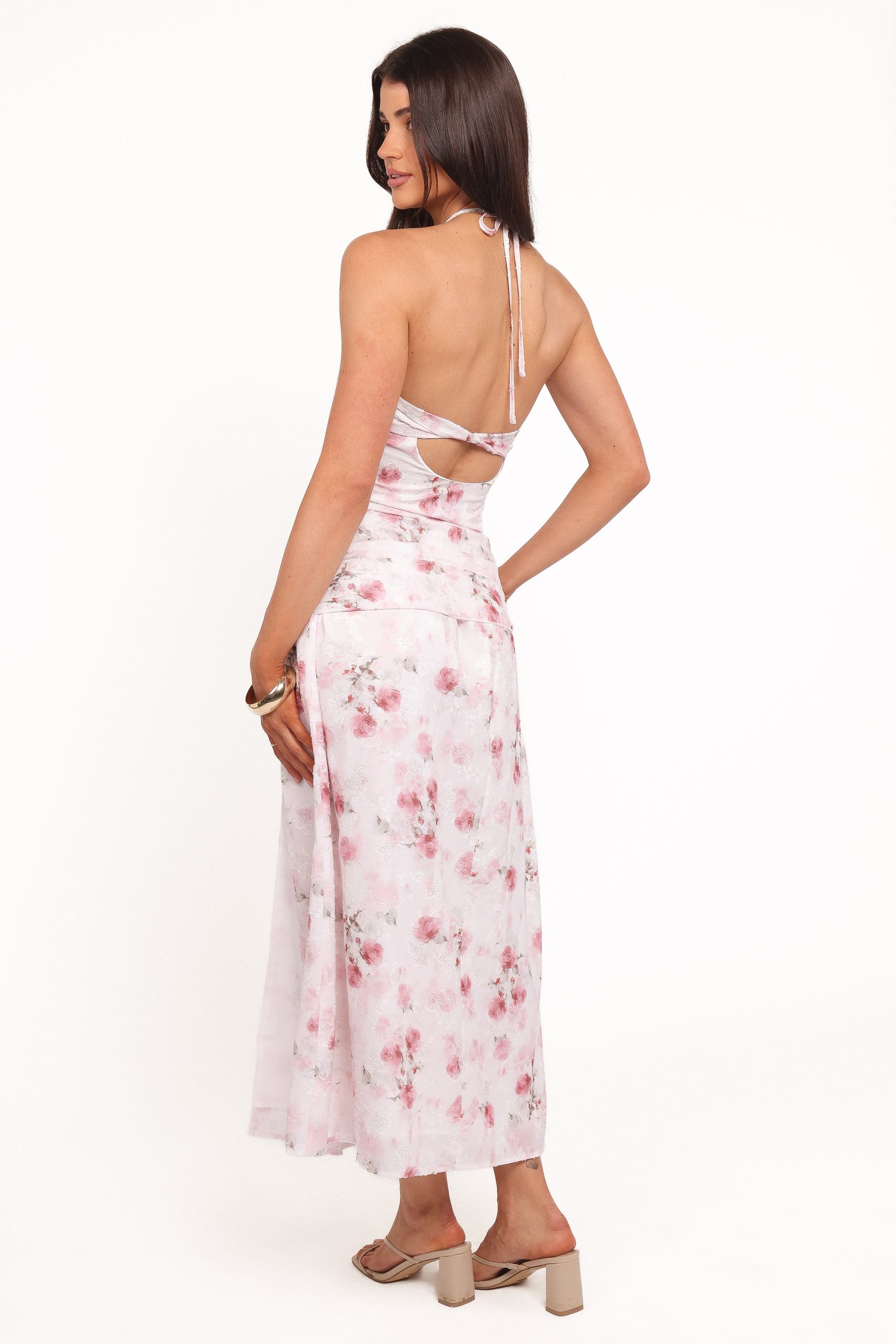 Lelia Halterneck Midi Dress - Pink Floral - Image 2