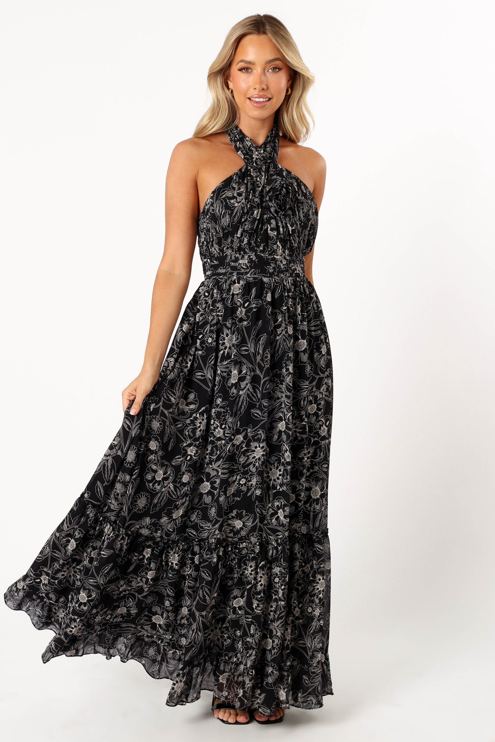 Lennon Halterneck Maxi Dress - Black Floral - Image 5