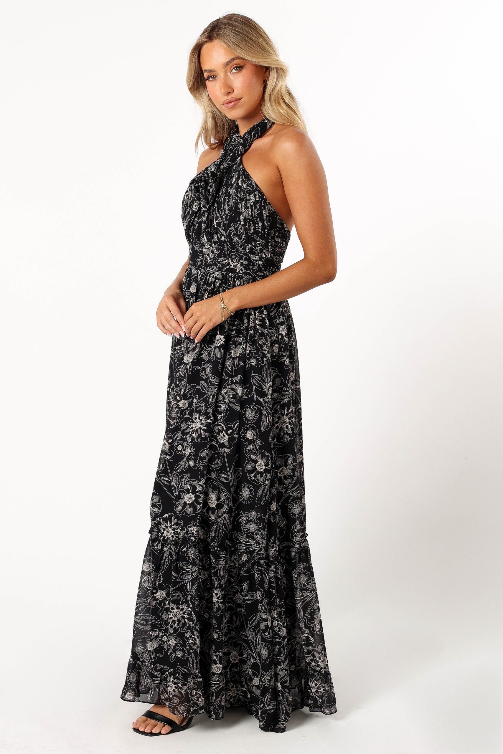 Lennon Halterneck Maxi Dress - Black Floral - Image 7