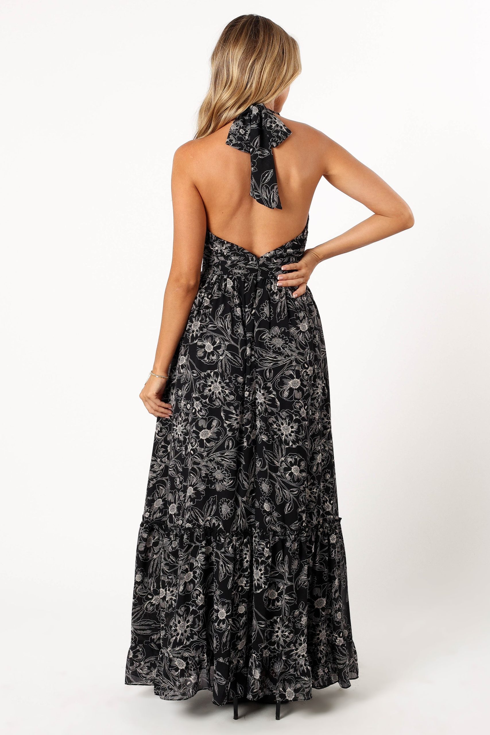 Lennon Halterneck Maxi Dress - Black Floral - Image 8