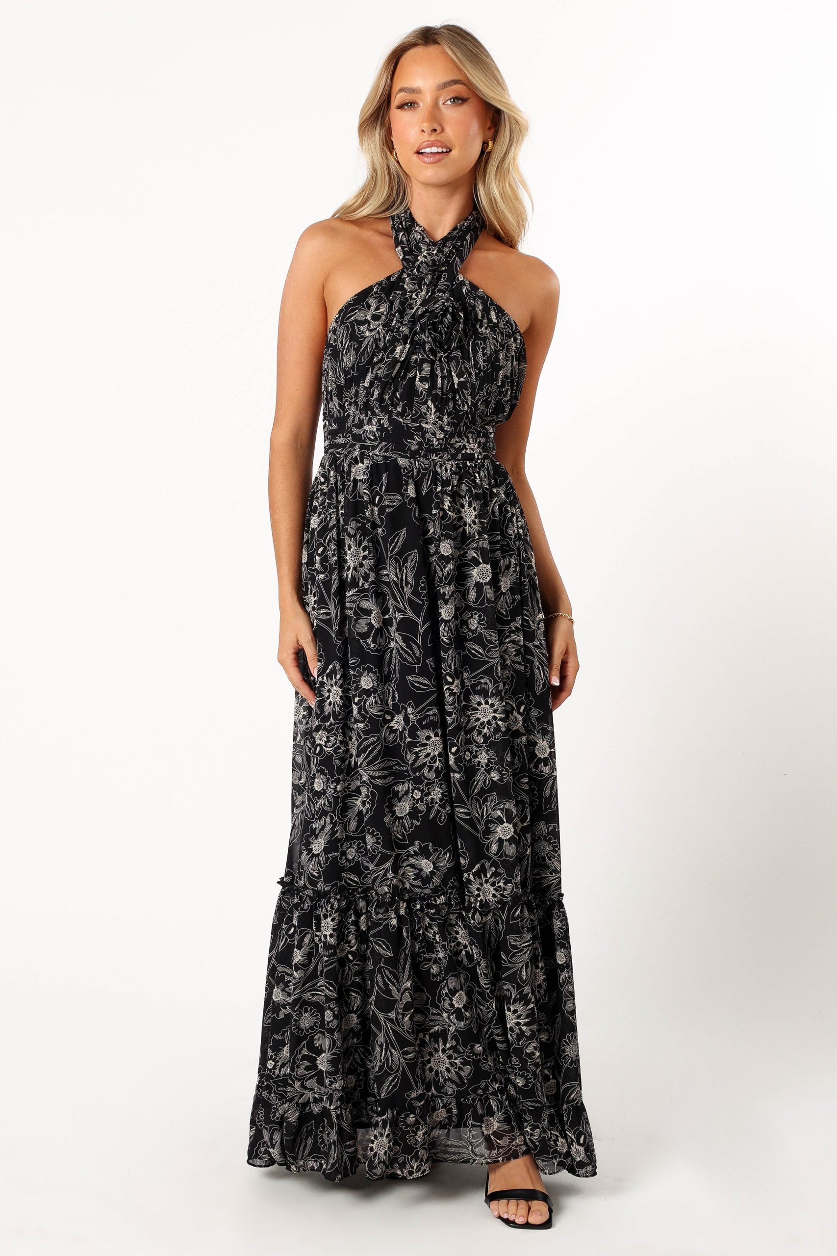 Lennon Halterneck Maxi Dress - Black Floral - Image 10
