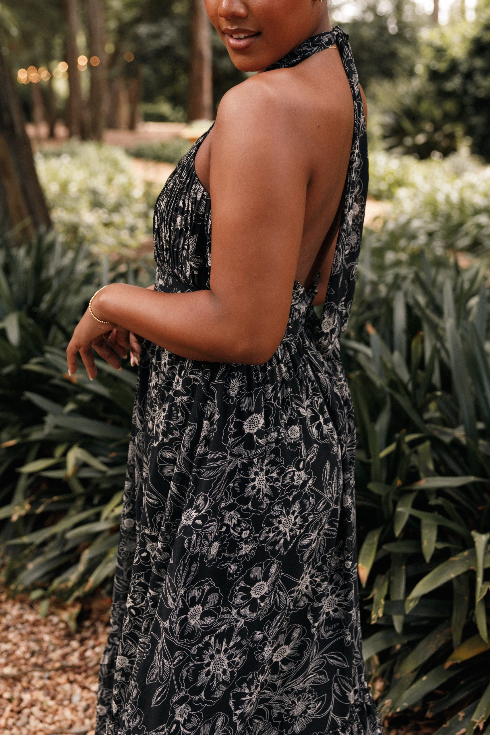 Lennon Halterneck Maxi Dress - Black Floral - Image 3