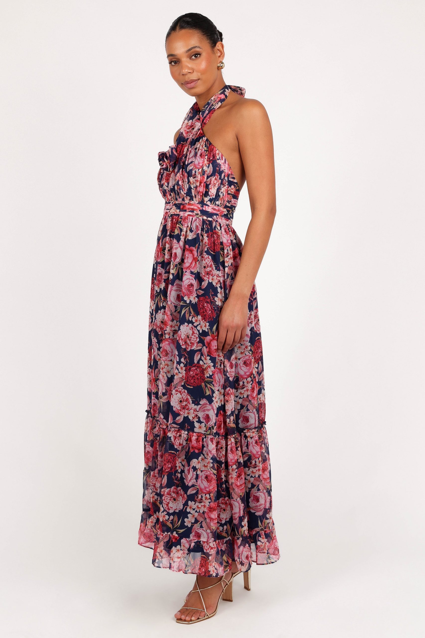 Lennon Halterneck Maxi Dress - Navy Floral - Image 5