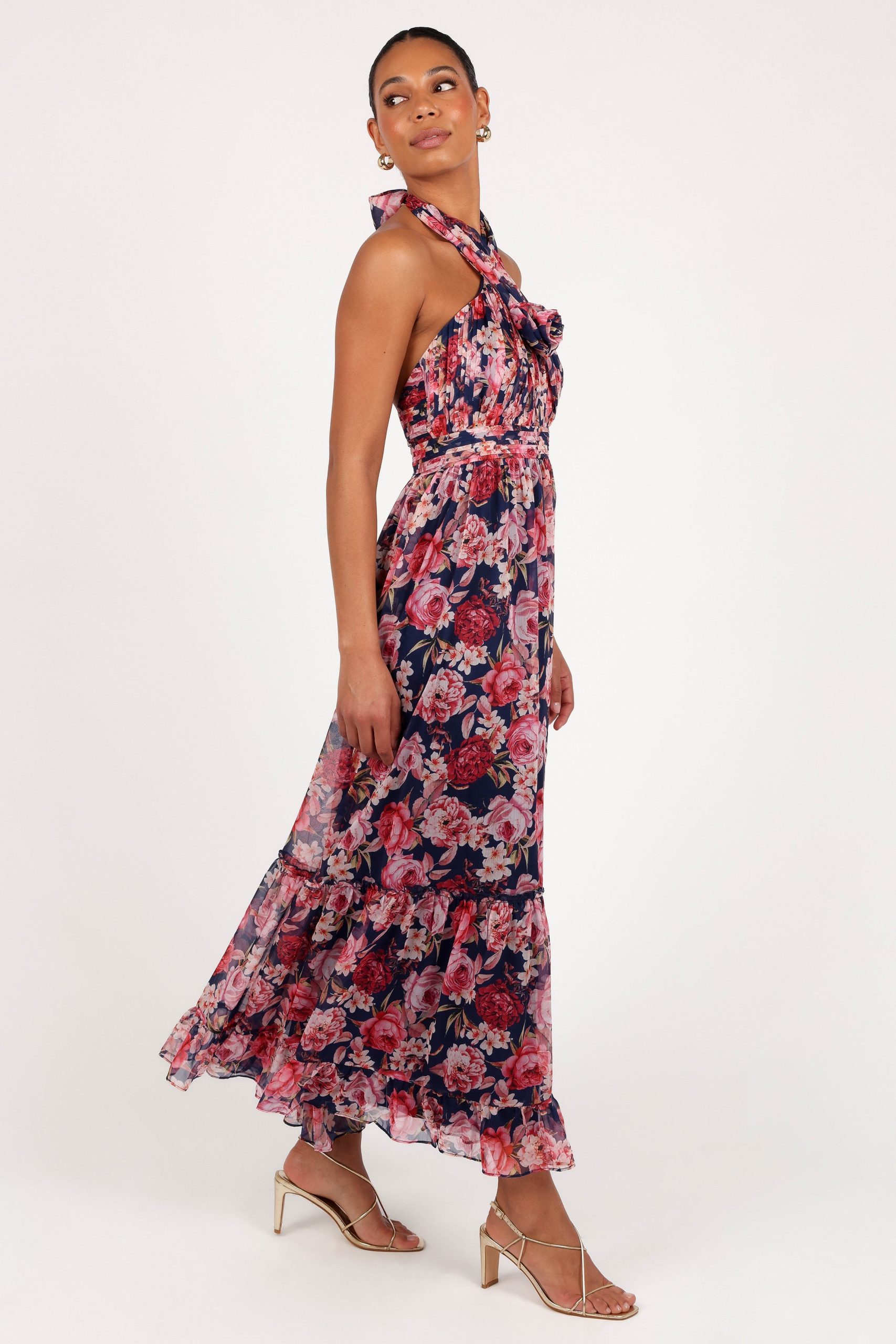 Lennon Halterneck Maxi Dress - Navy Floral - Image 8