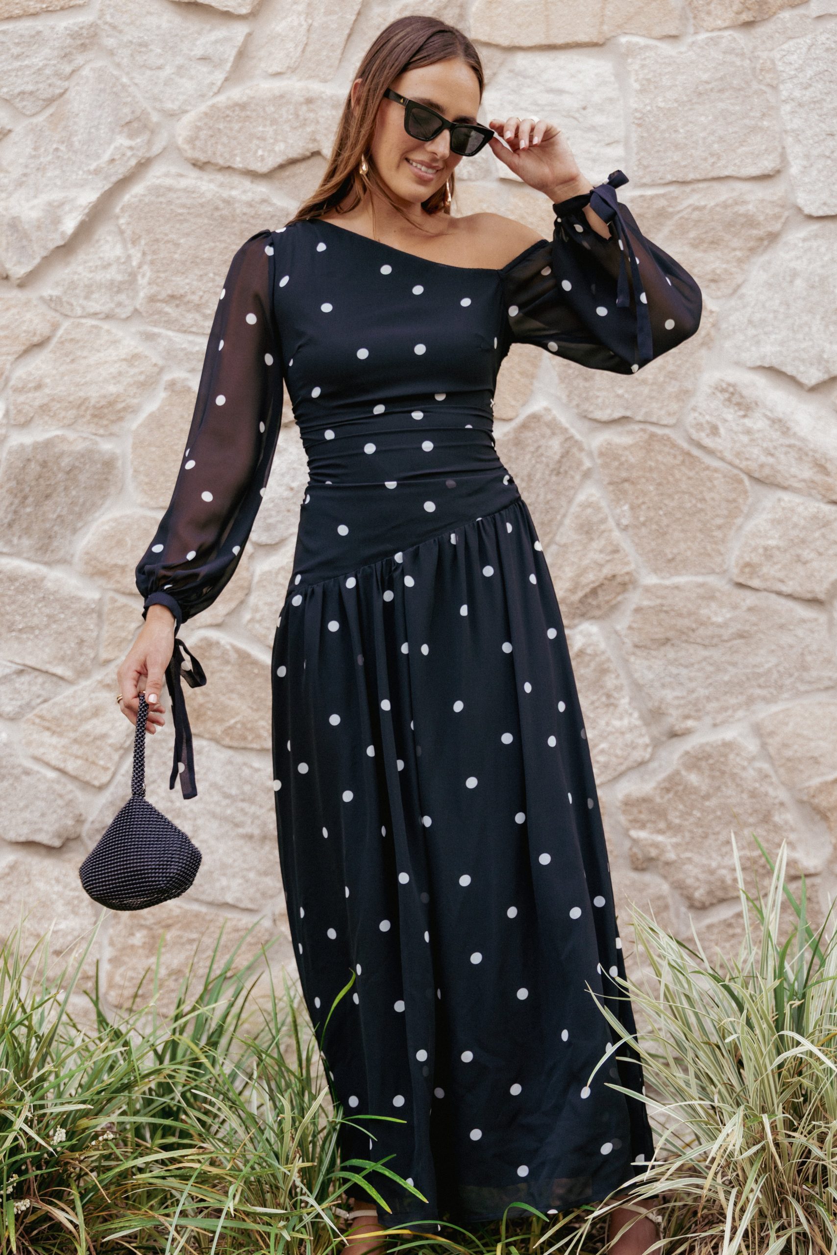 Levine Maxi Dress - Black Polka Dot - Image 7