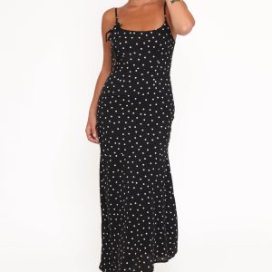 Lexia Midi Dress - Black Polka Dot