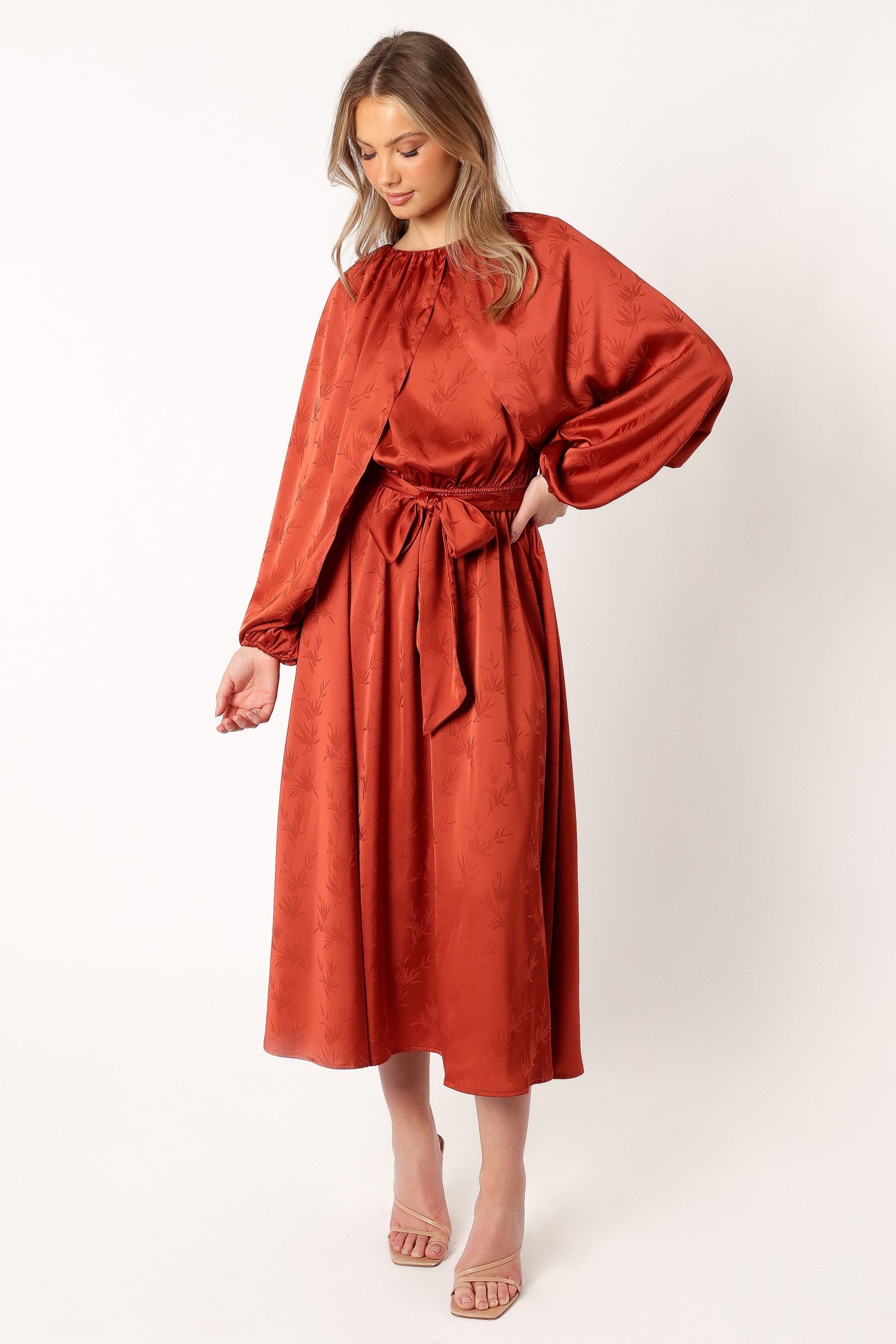 Lexie Long Sleeve Midi Dress - Bronze - Image 2