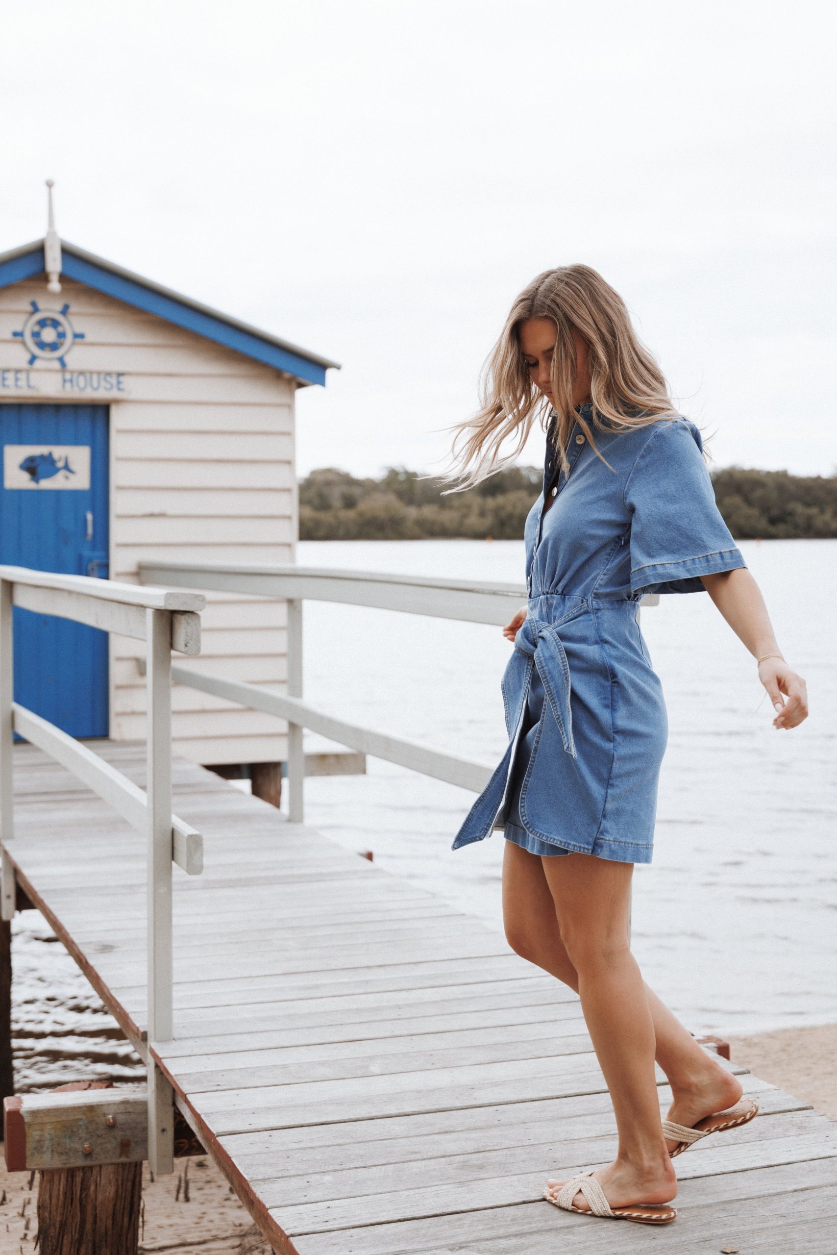 Leyton Mini Dress - Denim Chambray - Image 9