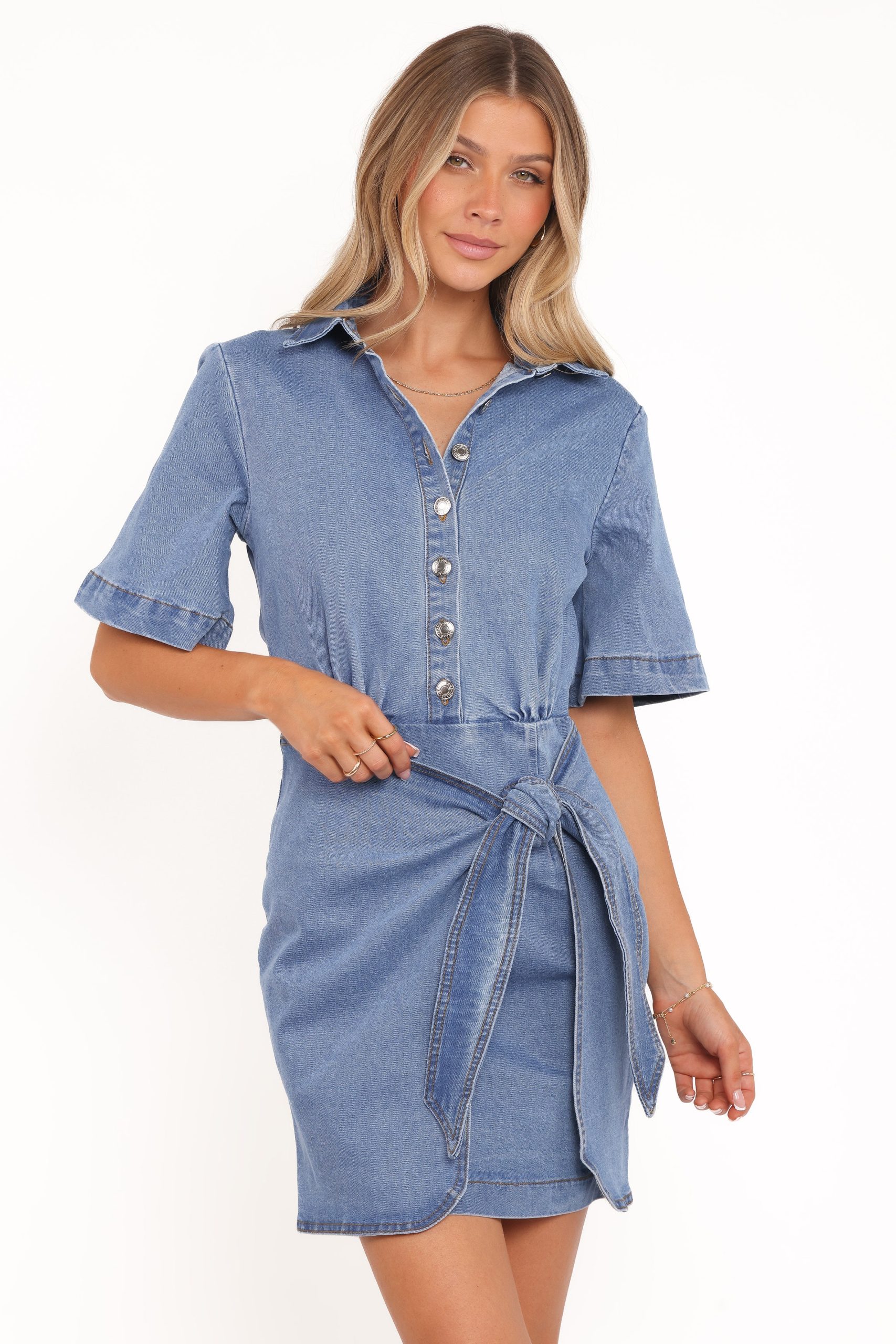 Leyton Mini Dress - Denim Chambray - Image 2