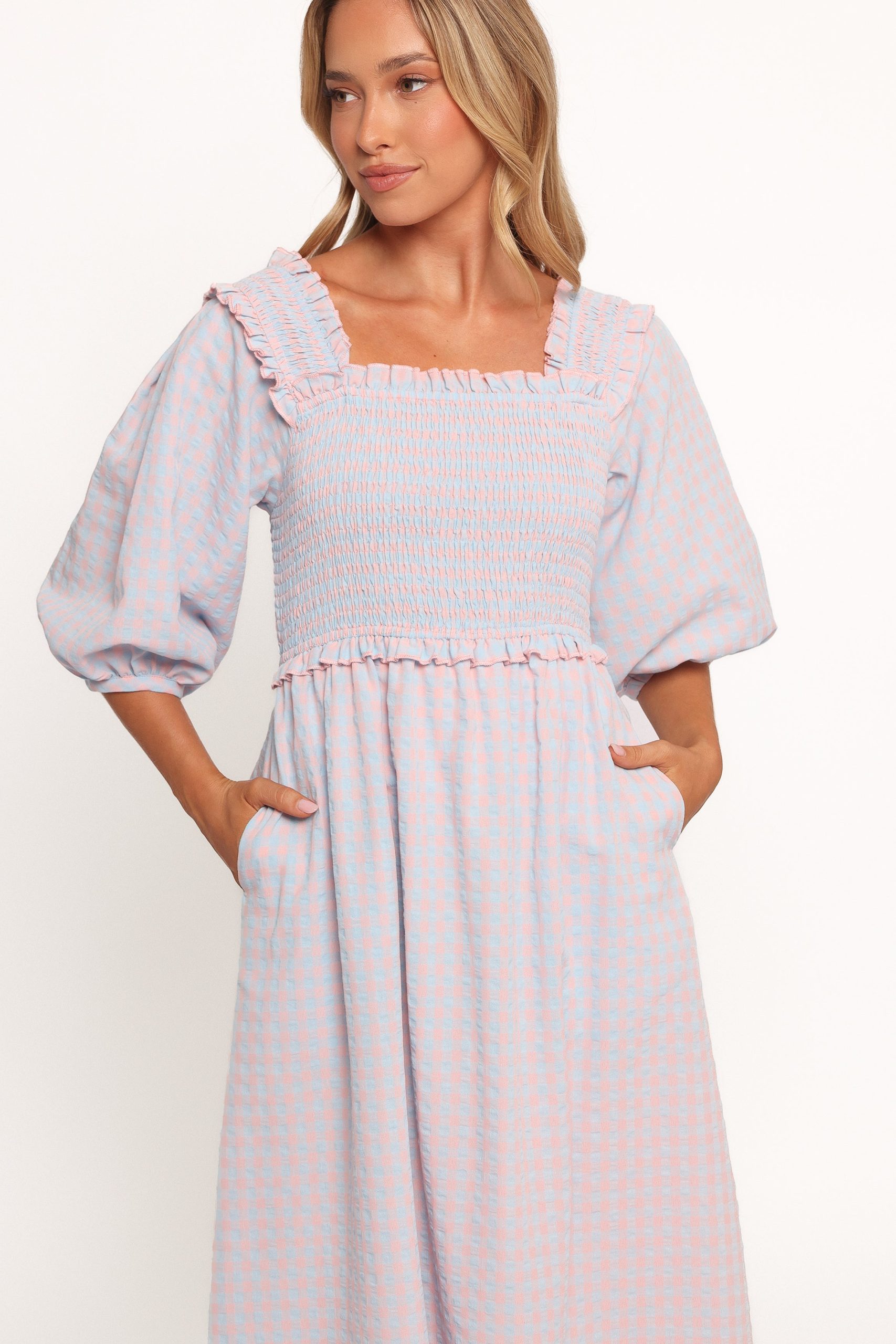 Lille Midi Dress - Blue Gingham - Image 2