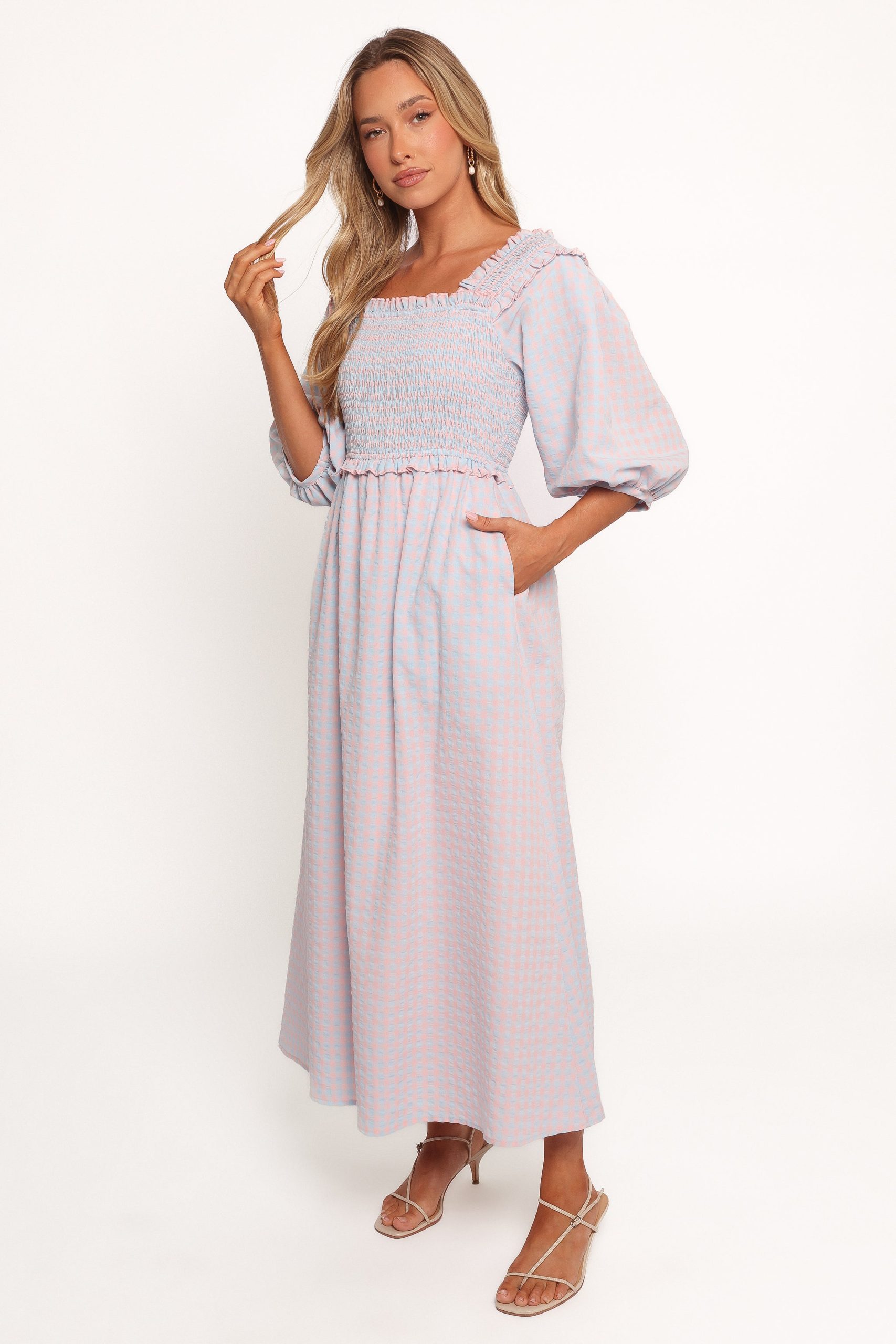 Lille Midi Dress - Blue Gingham - Image 3