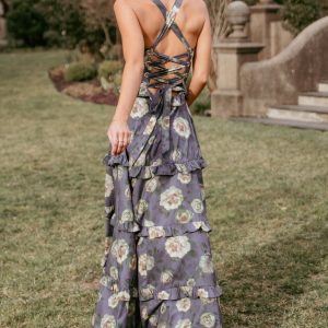 Lillee Tiered Maxi Dress - Lavender Floral