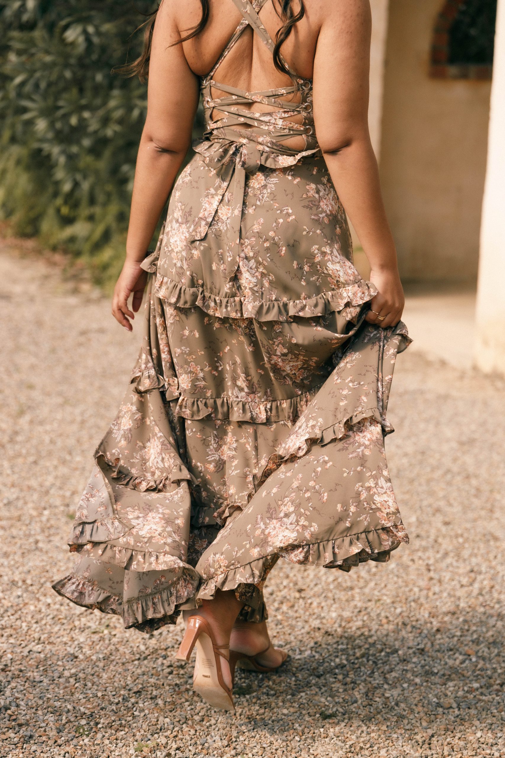 Lillee Tiered Maxi Dress - Olive Print - Image 2
