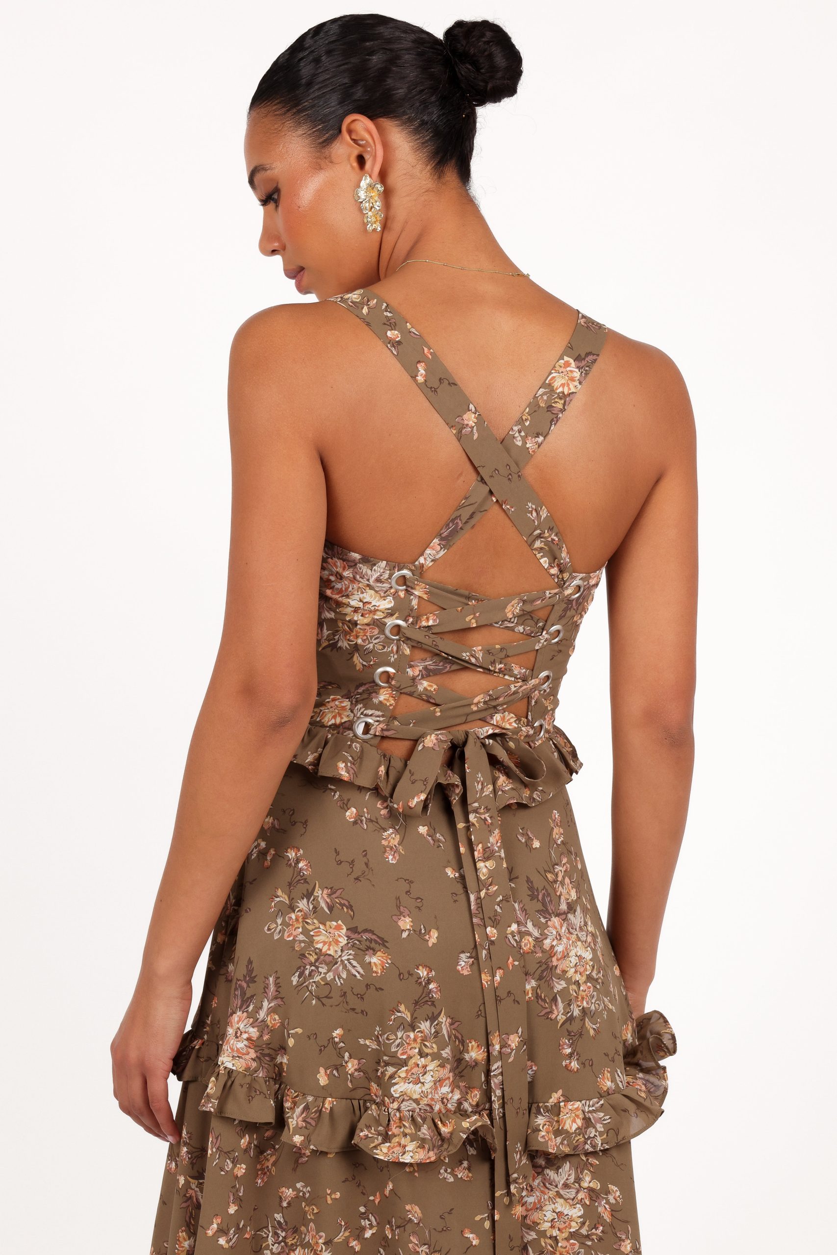 Lillee Tiered Maxi Dress - Olive Print - Image 4