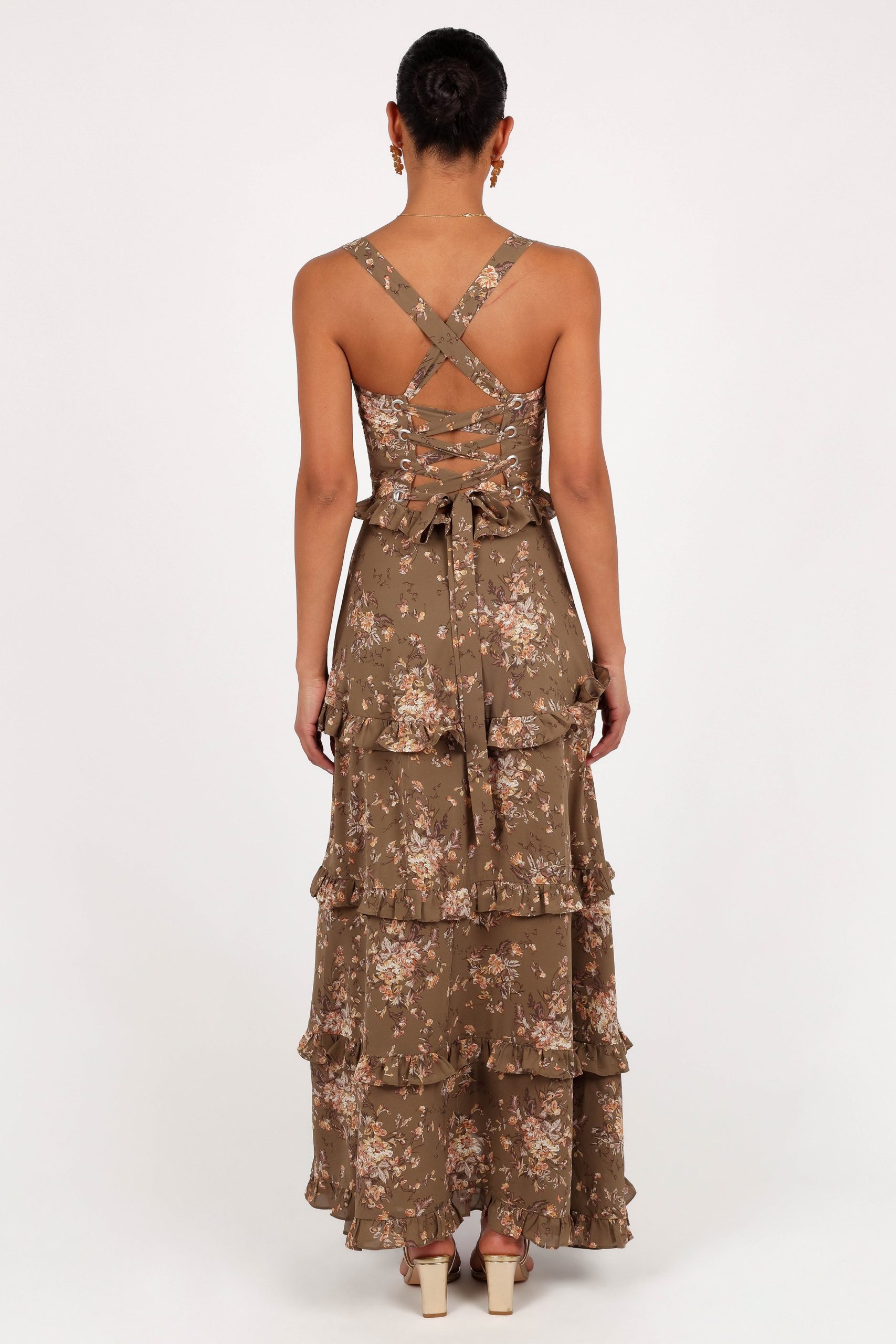 Lillee Tiered Maxi Dress - Olive Print - Image 6