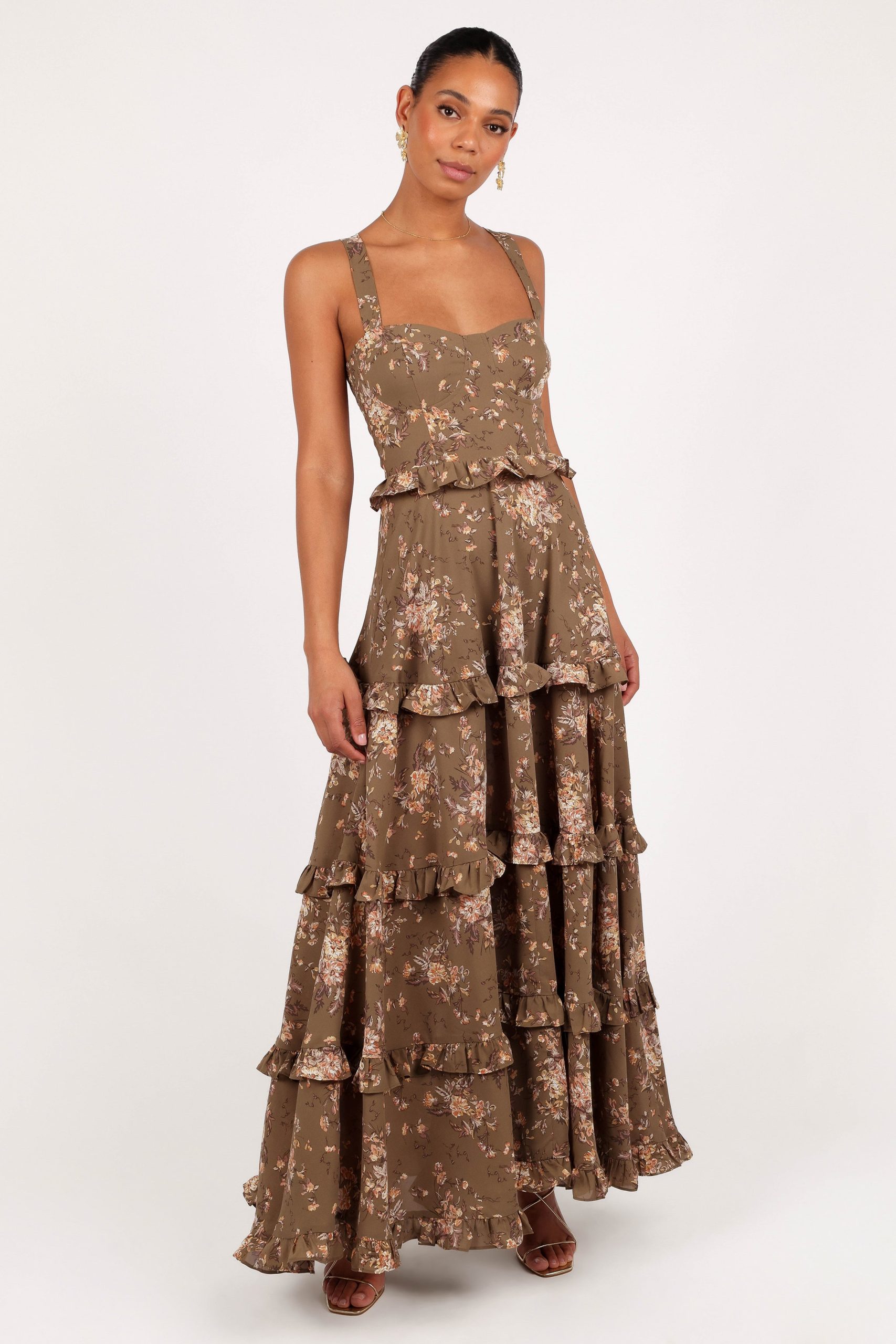 Lillee Tiered Maxi Dress - Olive Print - Image 7