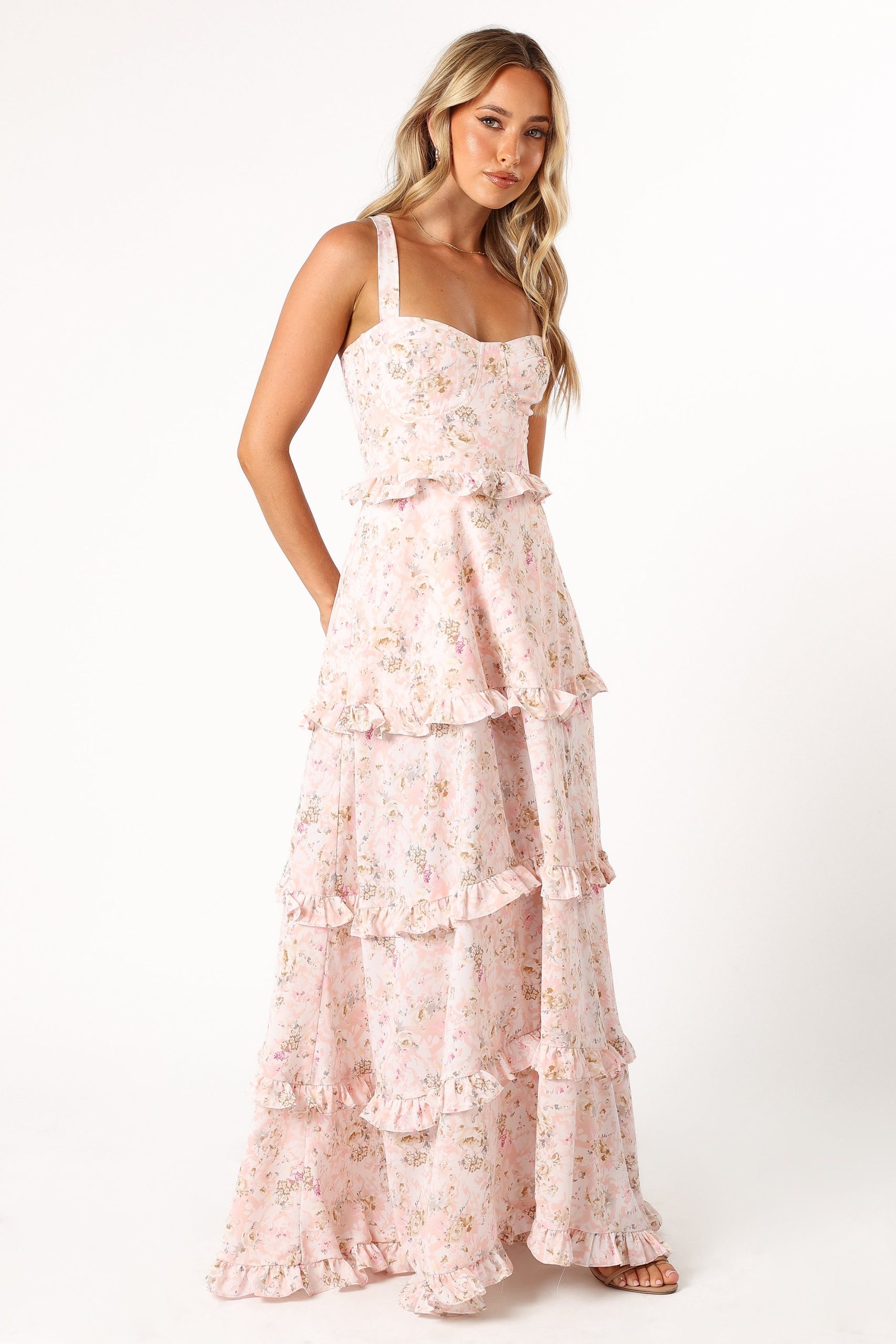 Lillee Tiered Maxi Dress - Pink Floral - Image 9