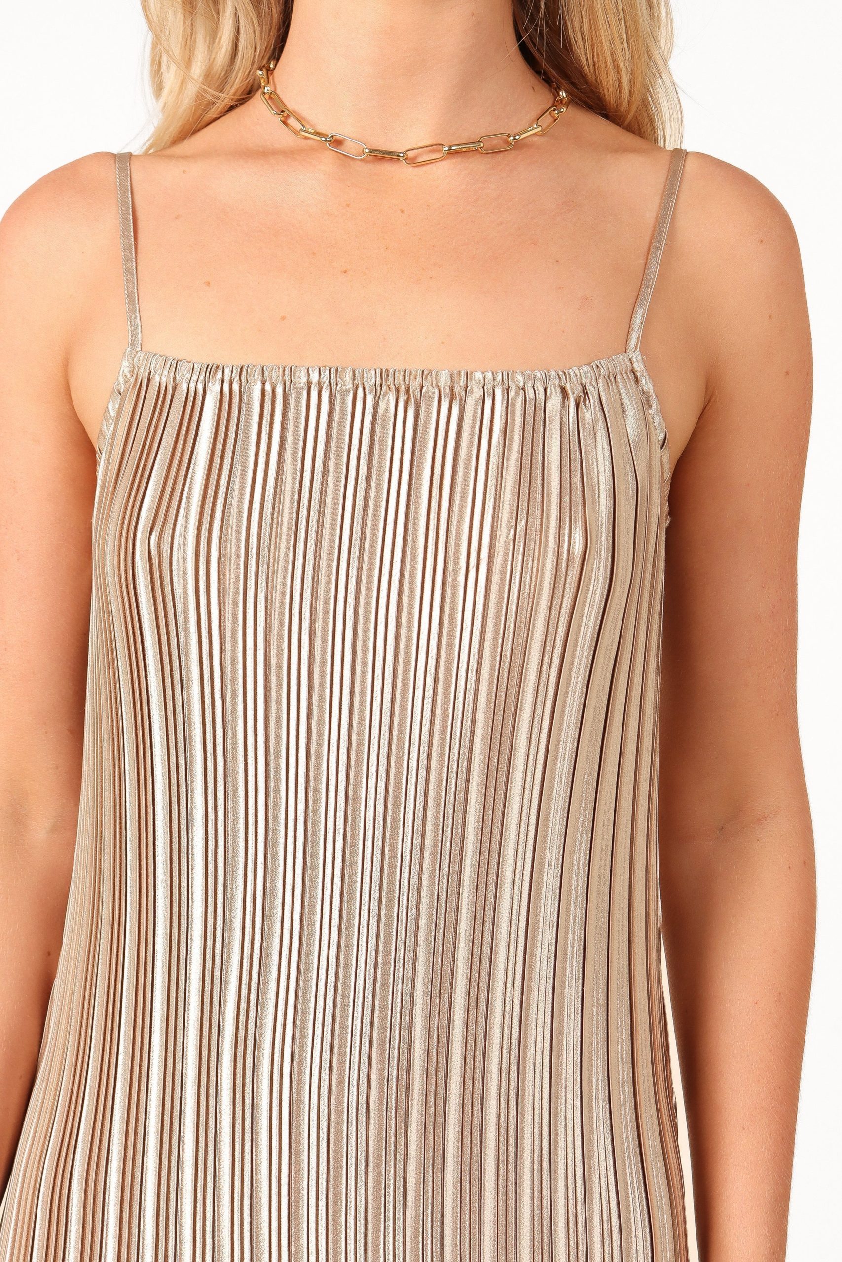 Liza Pleated Maxi Dress - Gold - Image 7