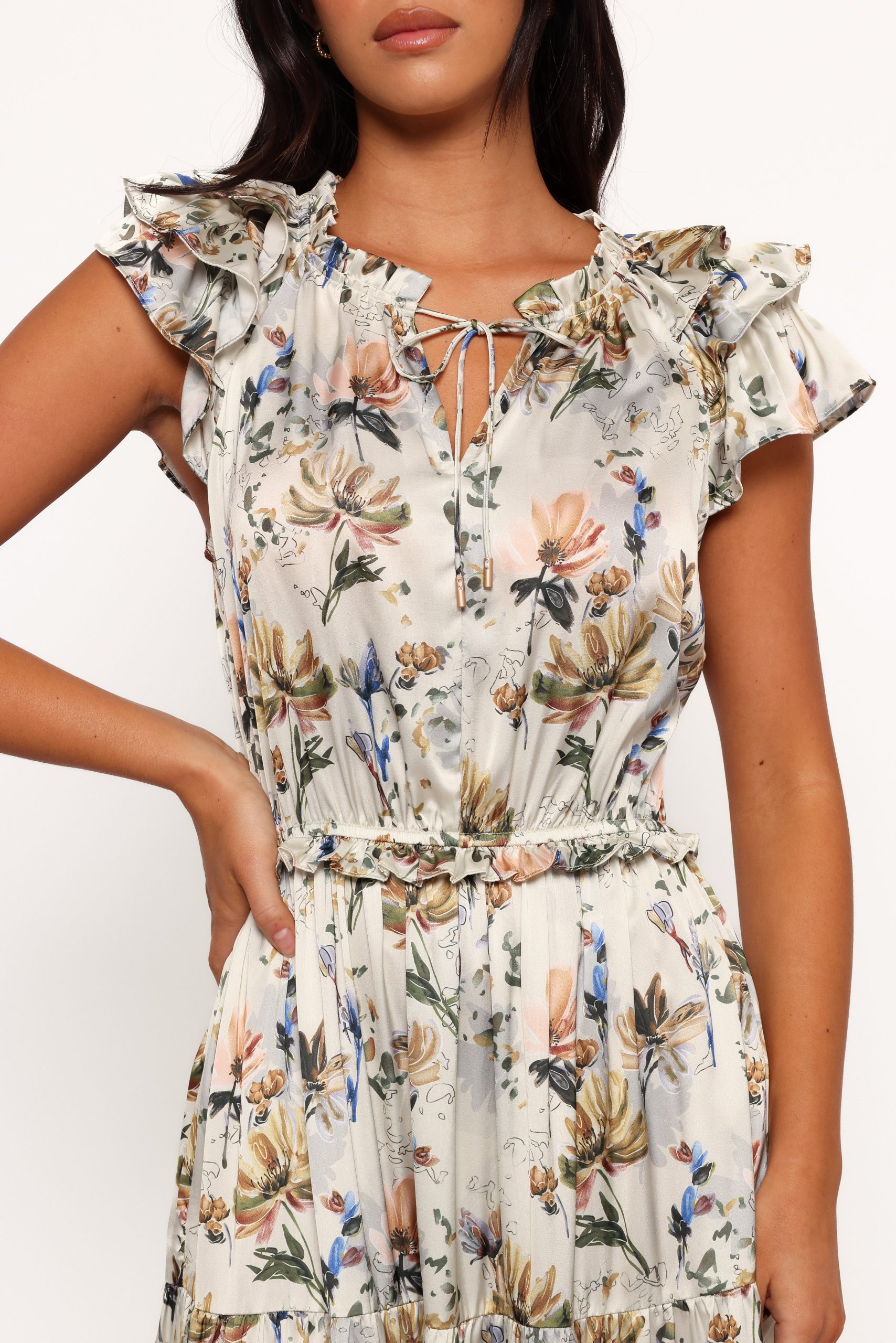 Lizzie Midi Dress - Cream Floral - Image 7