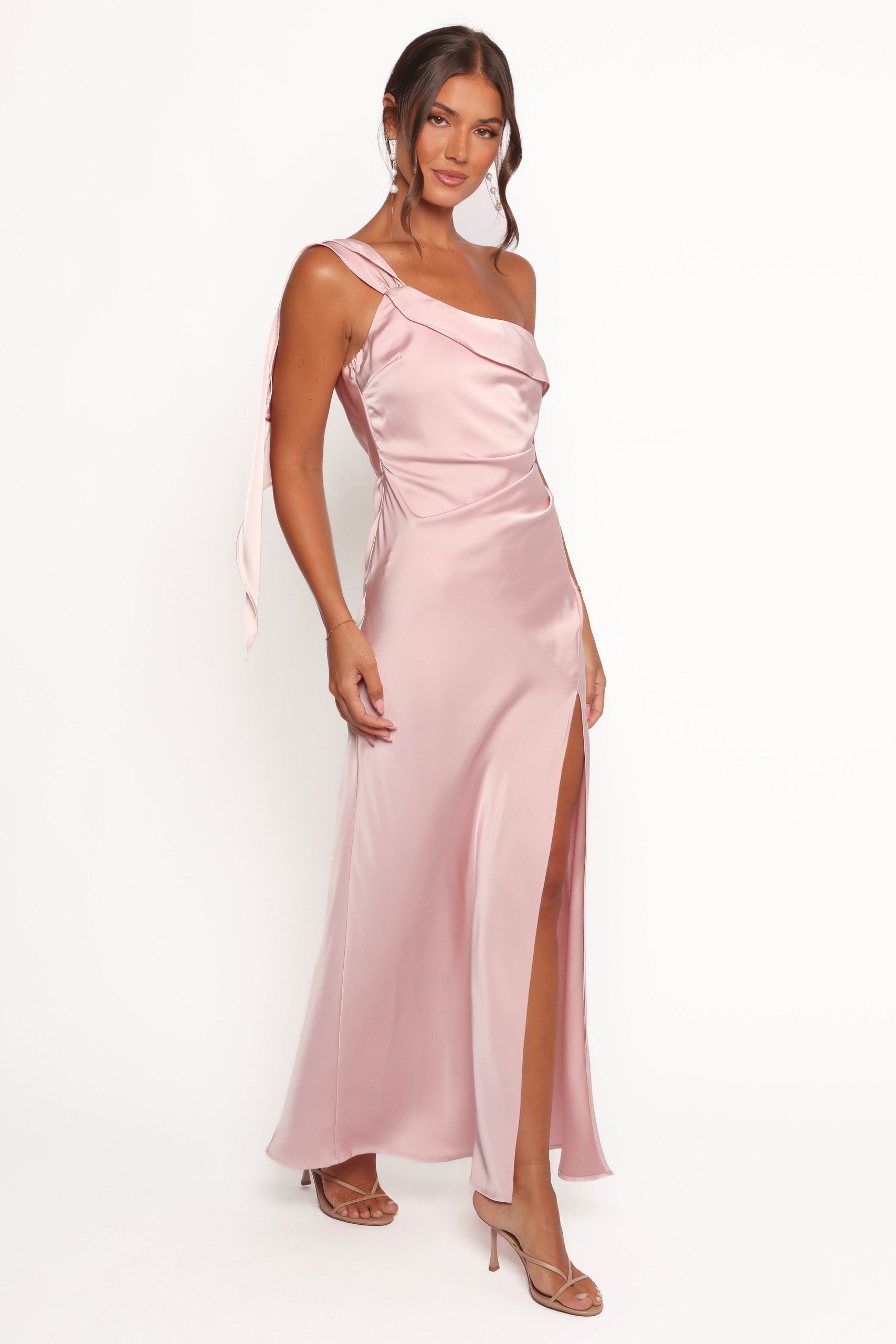Lolana Draped One Shoulder Dress - Pale Pink - Image 6