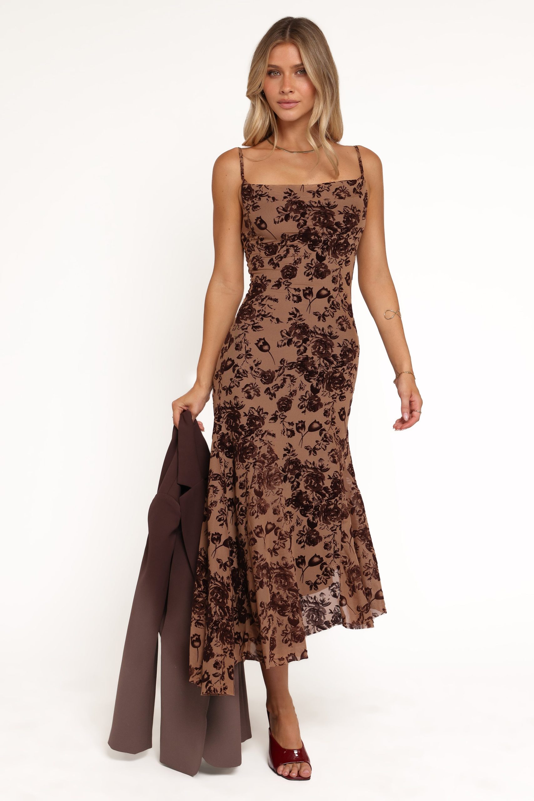 Lolita Midi Dress - Brown Floral - Image 5