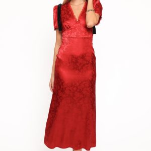Lomandra Maxi Dress - Red Jacquard