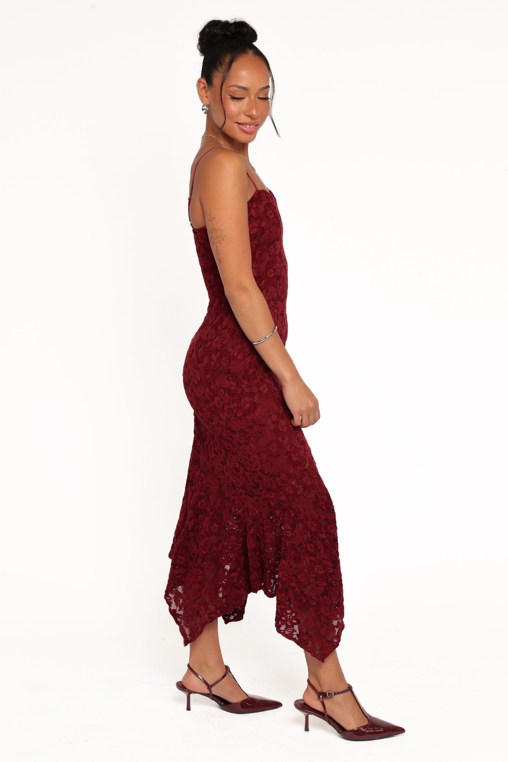 Lorde Midi Dress - Burgundy Lace - Image 4
