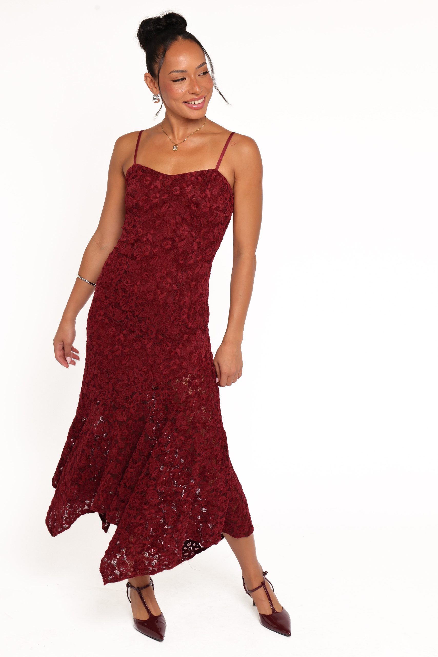Lorde Midi Dress - Burgundy Lace - Image 2