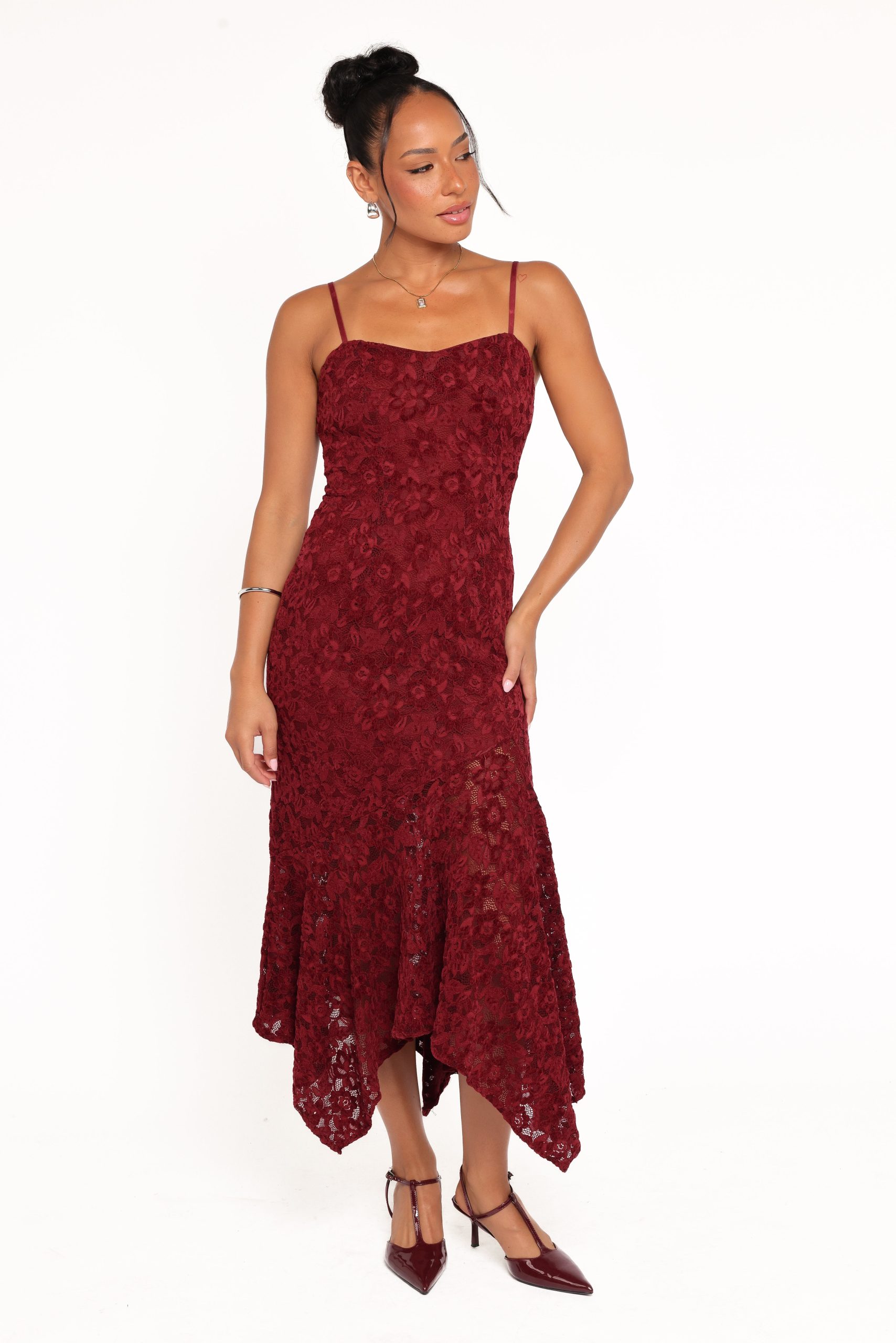 Lorde Midi Dress - Burgundy Lace - Image 7