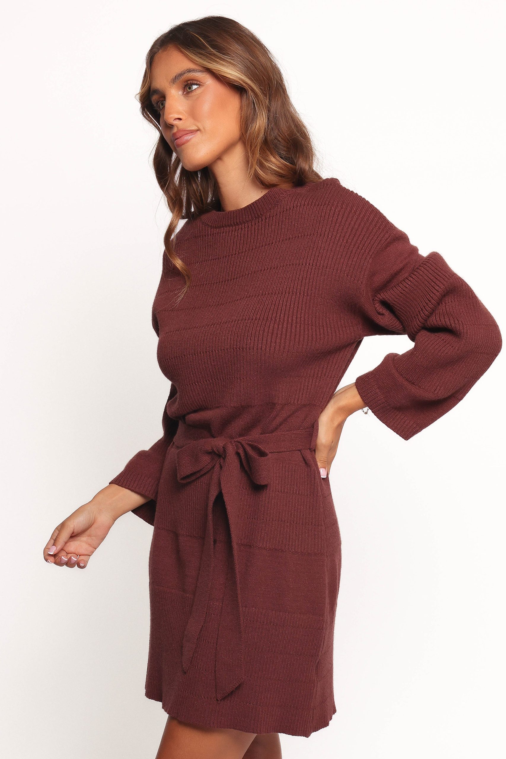 Lucca Mini Sweater Dress - Chocolate Brown - Image 4