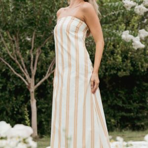 Luisa Midi Dress - Brown Stripe