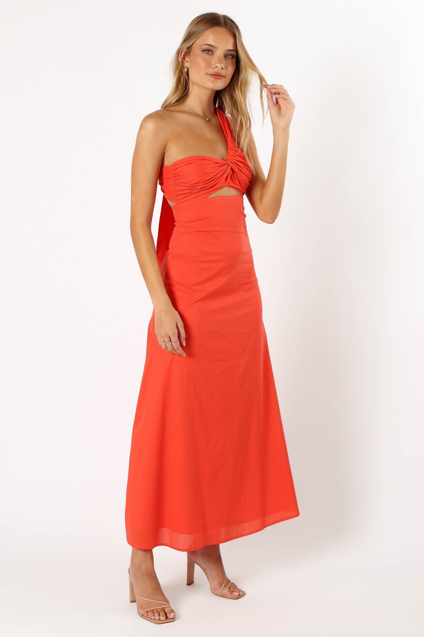 Luna One Shoulder Maxi Dress - Tangerine - Image 8