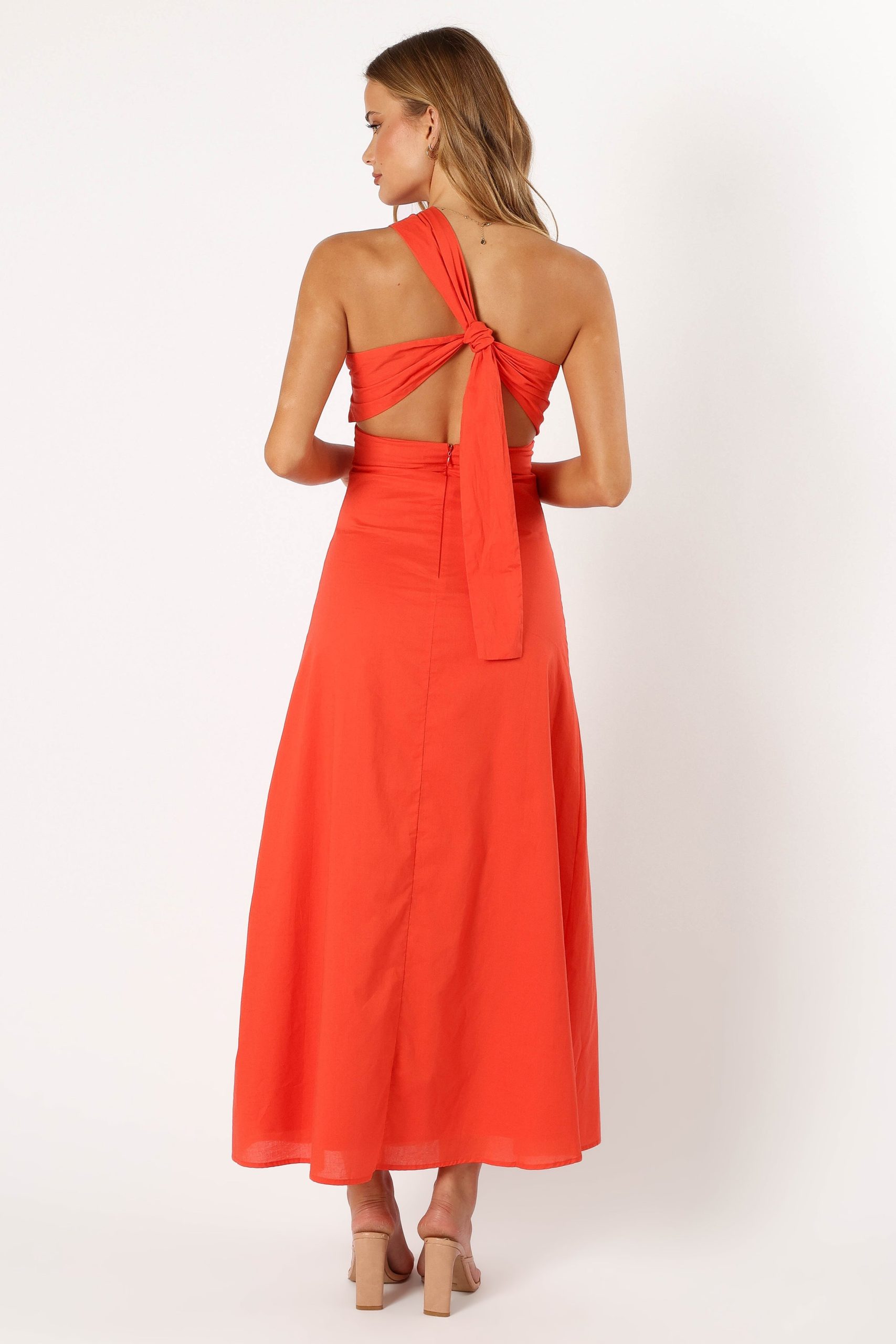 Luna One Shoulder Maxi Dress - Tangerine - Image 5