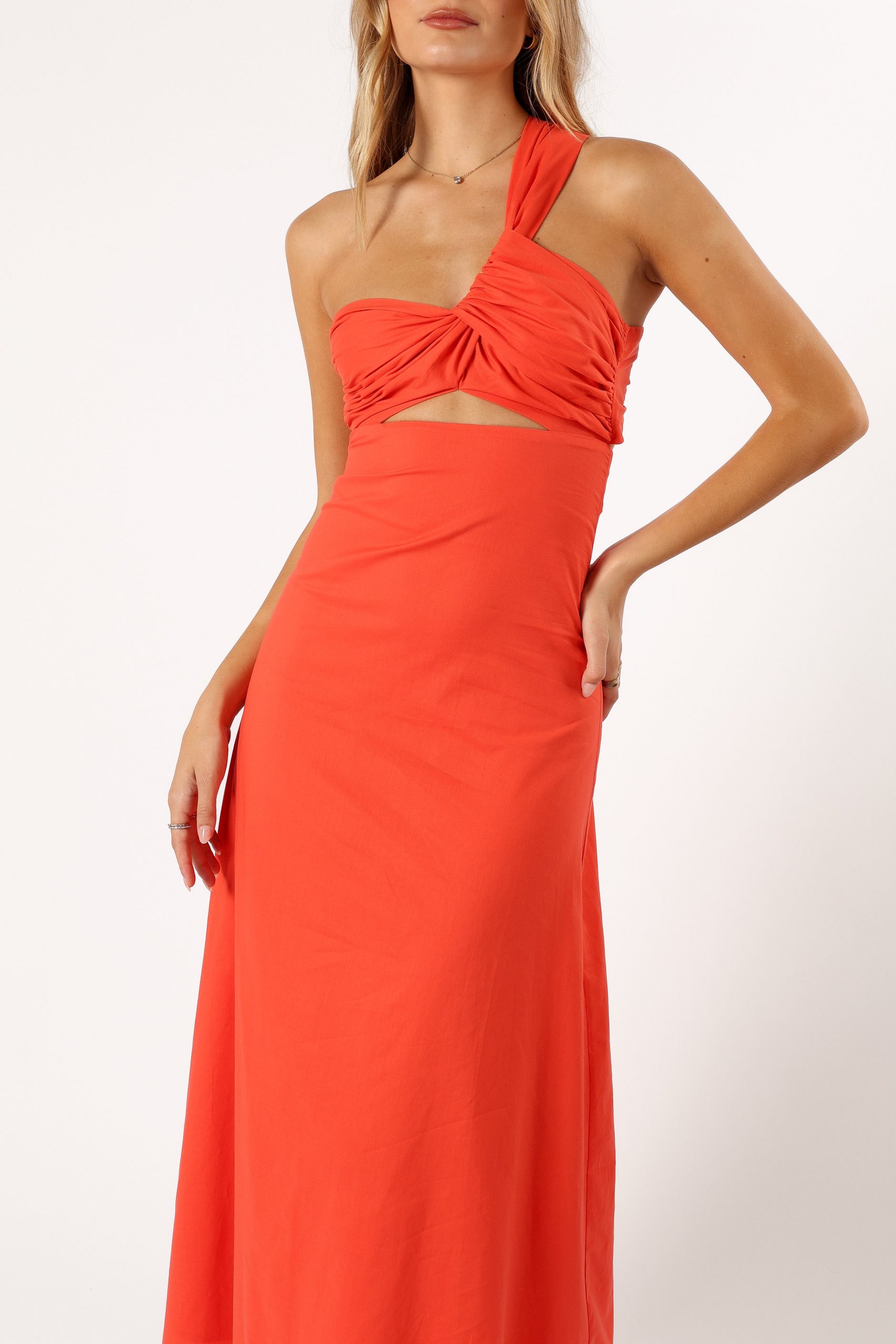 Luna One Shoulder Maxi Dress - Tangerine - Image 7