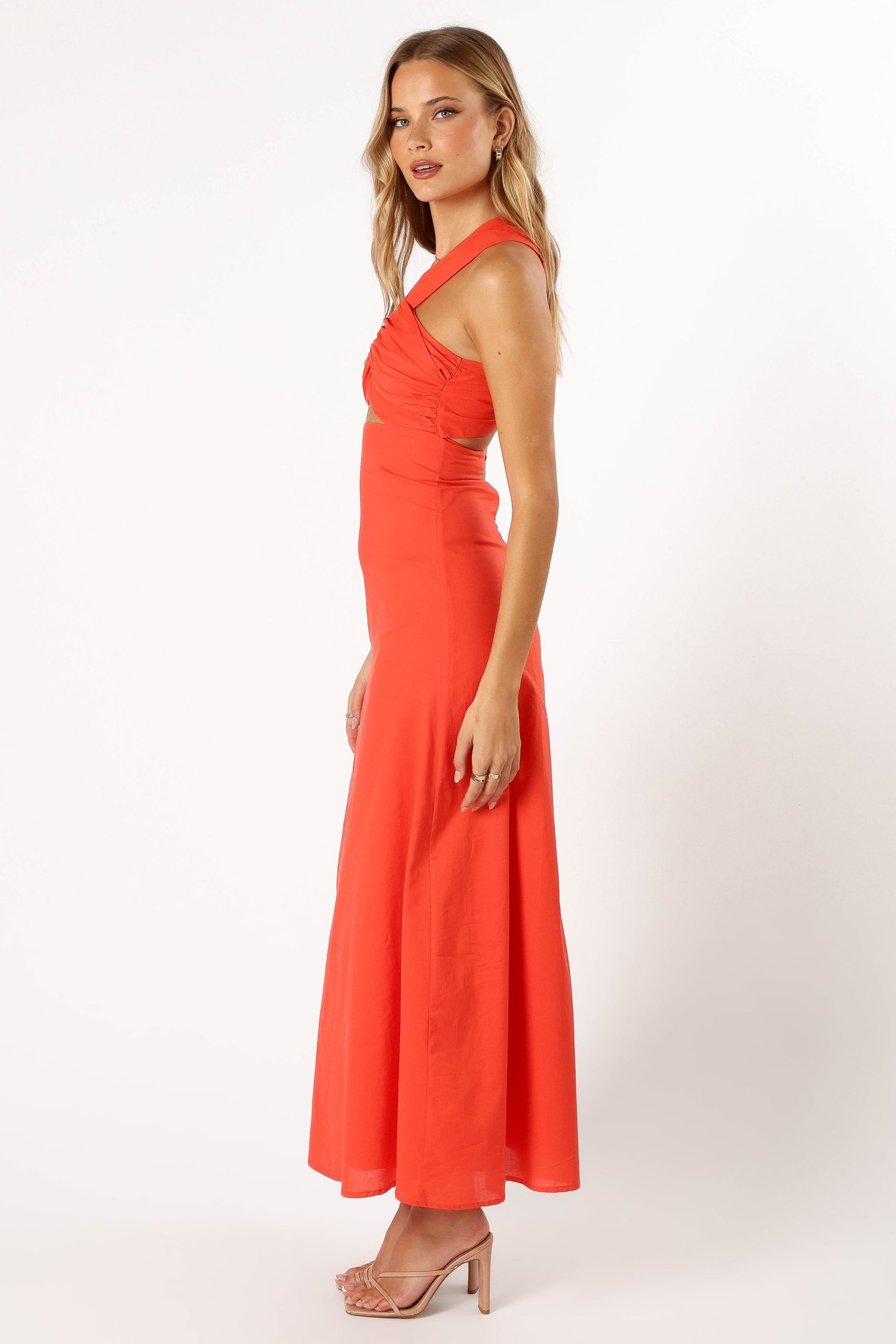 Luna One Shoulder Maxi Dress - Tangerine - Image 6