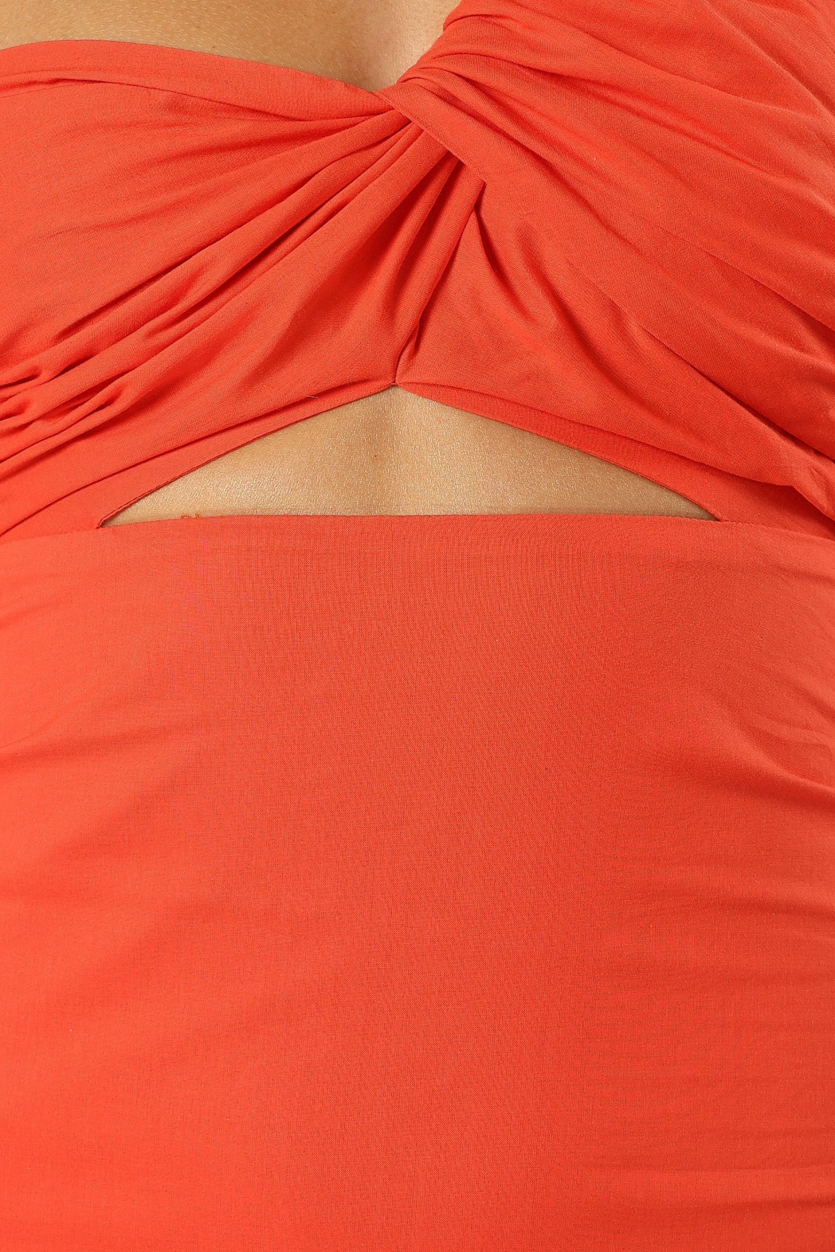 Luna One Shoulder Maxi Dress - Tangerine - Image 9