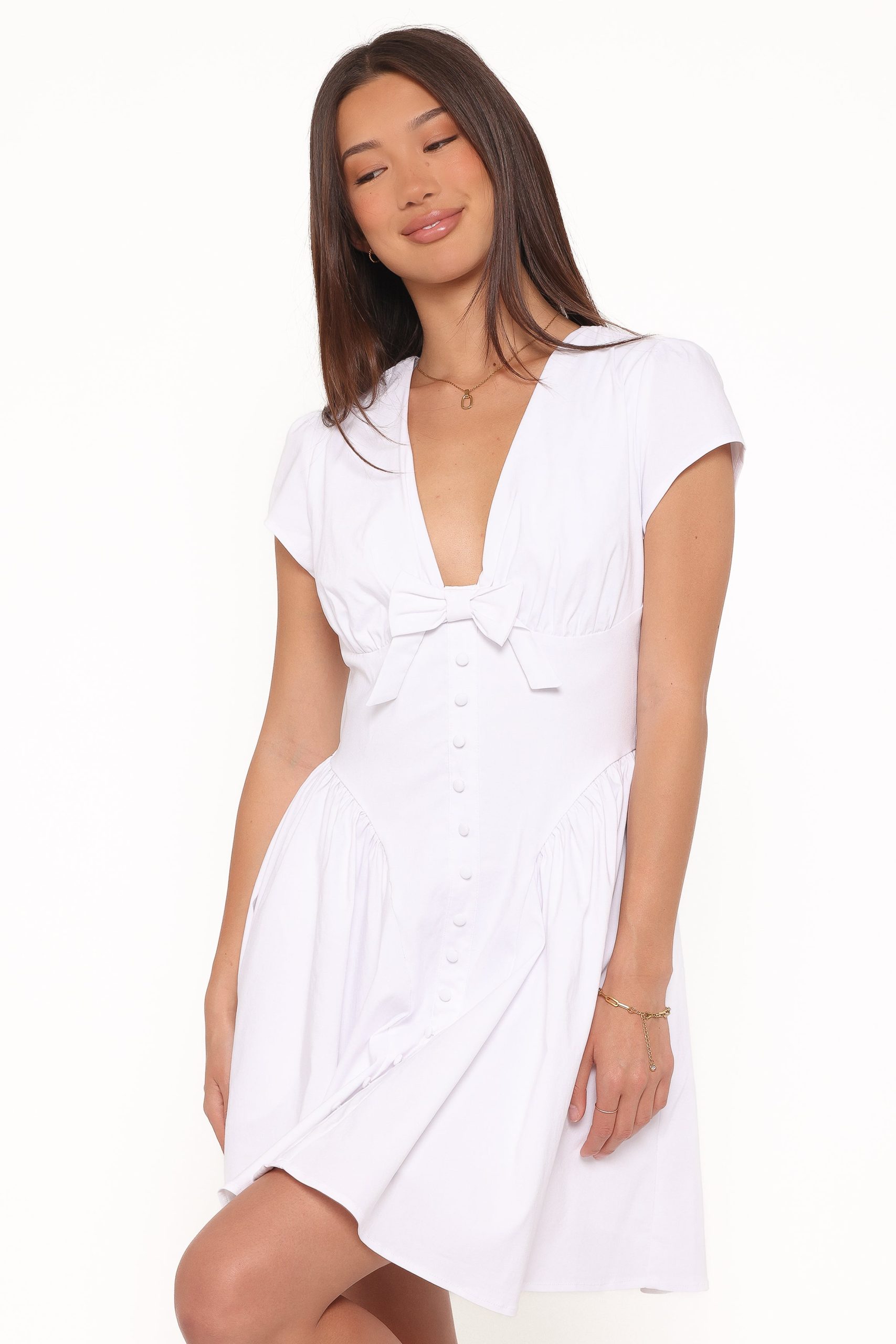 Lyssa Bow Front Mini Dress - White - Image 2