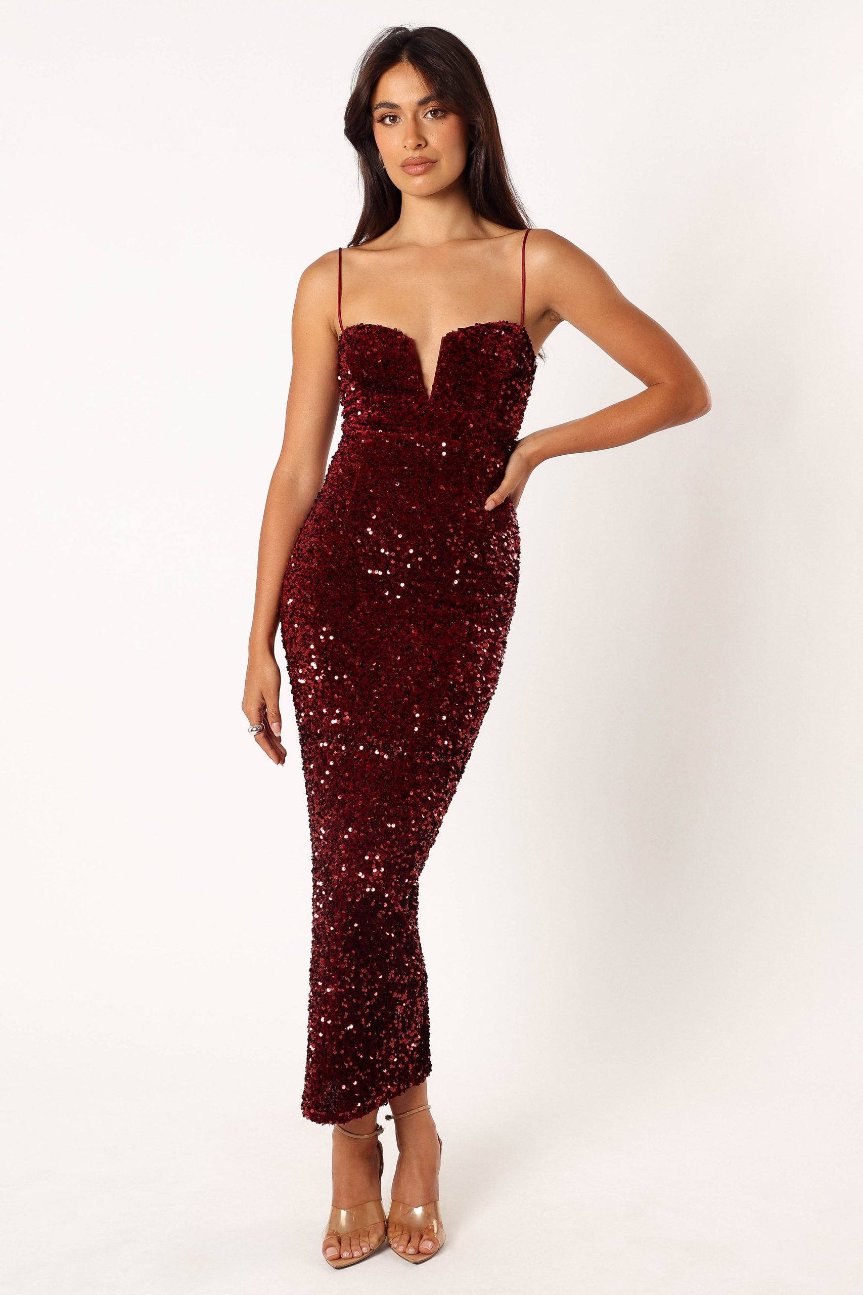 Madison Sequin Maxi Dress - Wine - Image 2