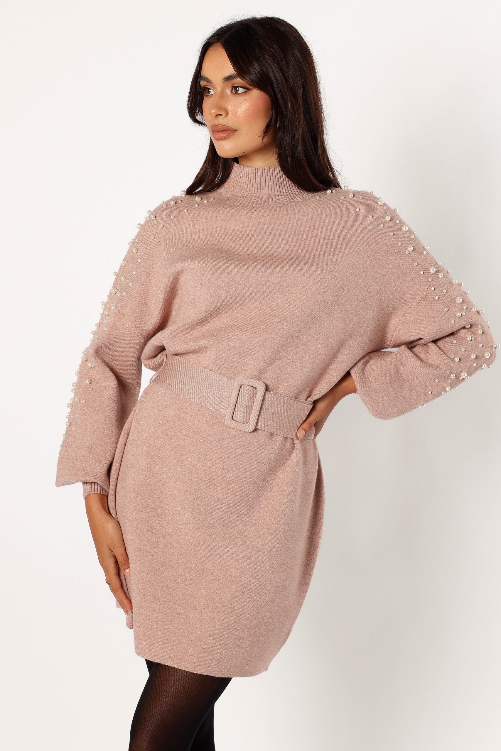 Maeve Long Sleeve Mini Dress - Mocha - Image 3