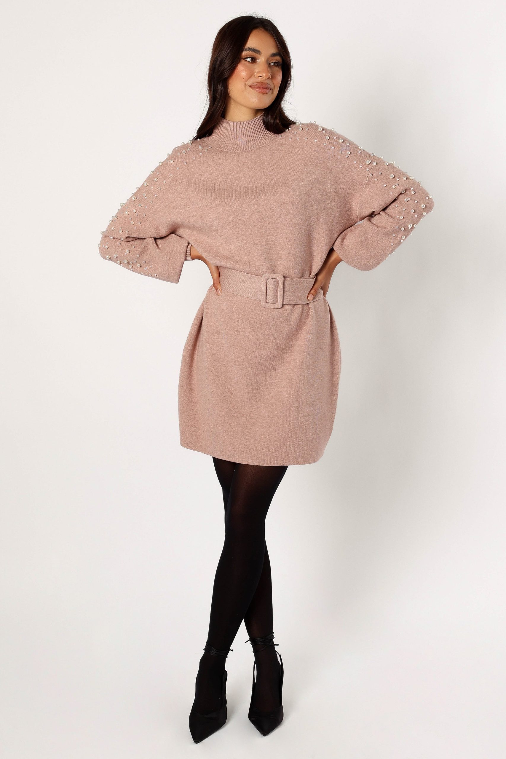 Maeve Long Sleeve Mini Dress - Mocha - Image 4