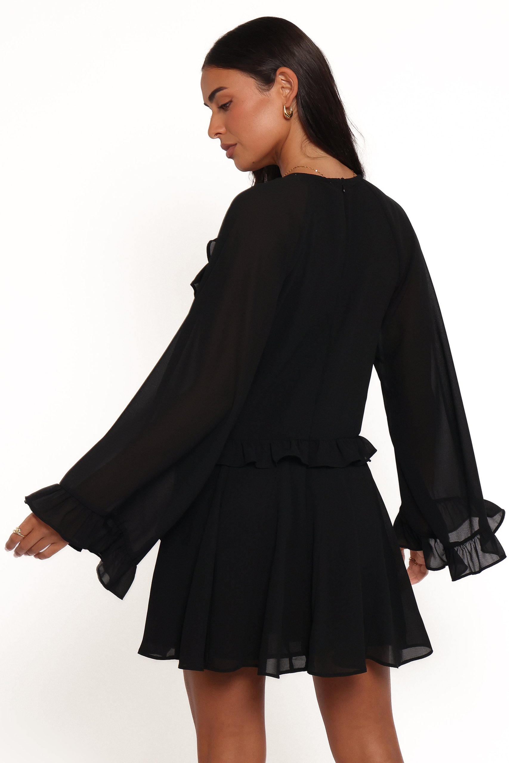 Magnolia Long Sleeve Mini Dress - Black - Image 3