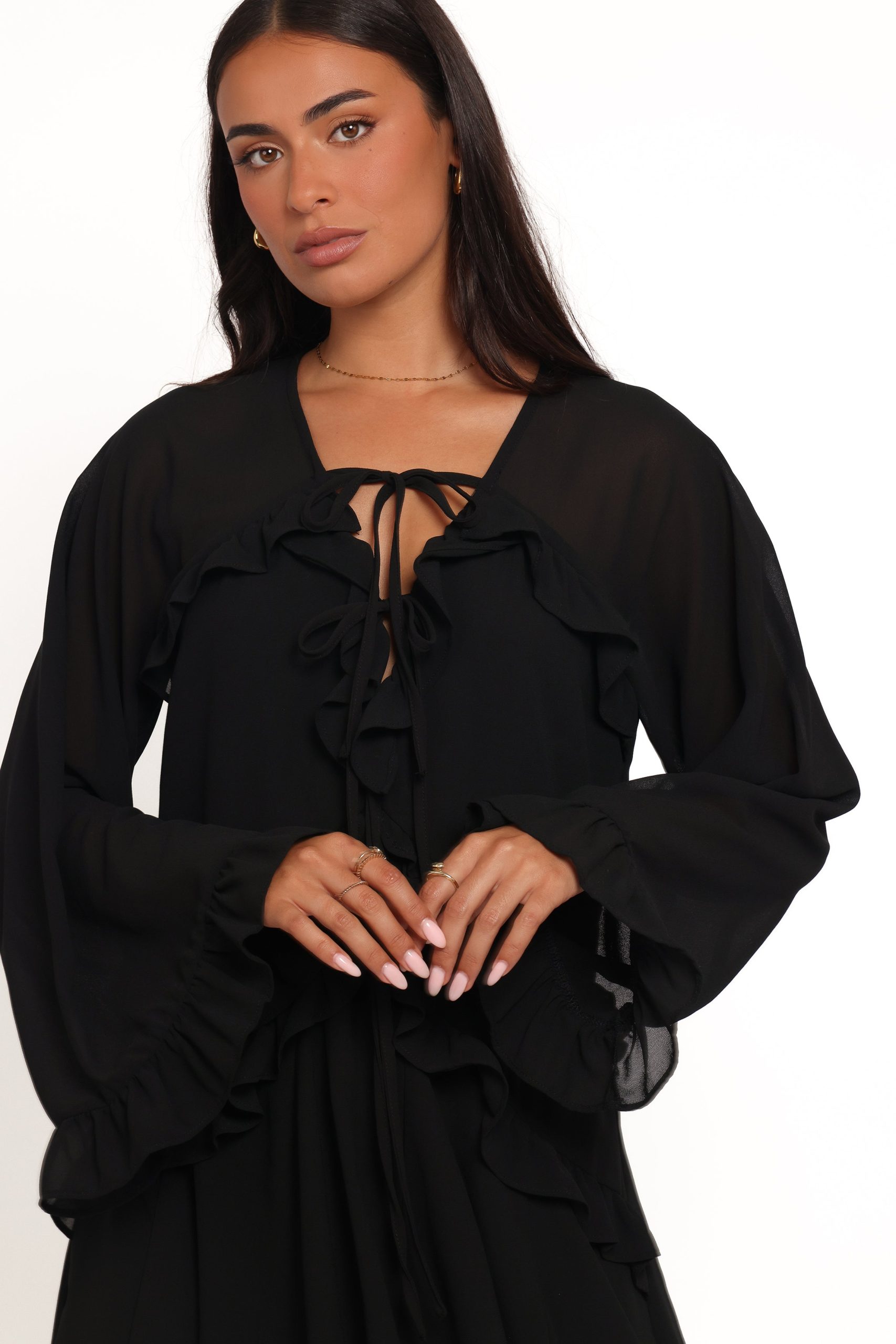 Magnolia Long Sleeve Mini Dress - Black - Image 2