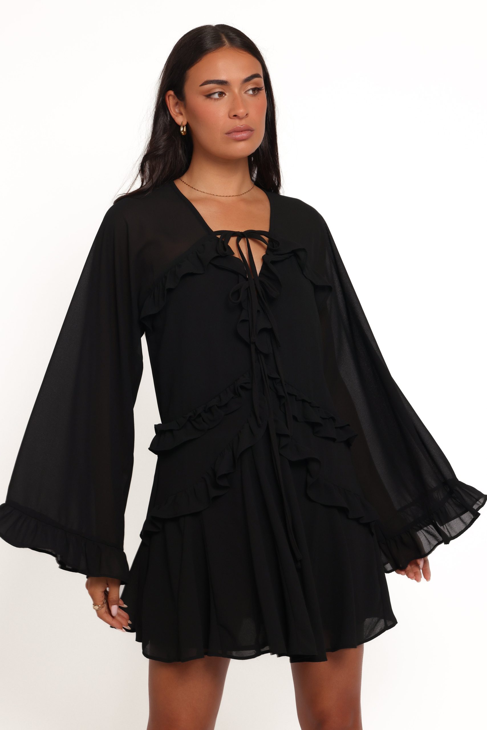 Magnolia Long Sleeve Mini Dress - Black - Image 4