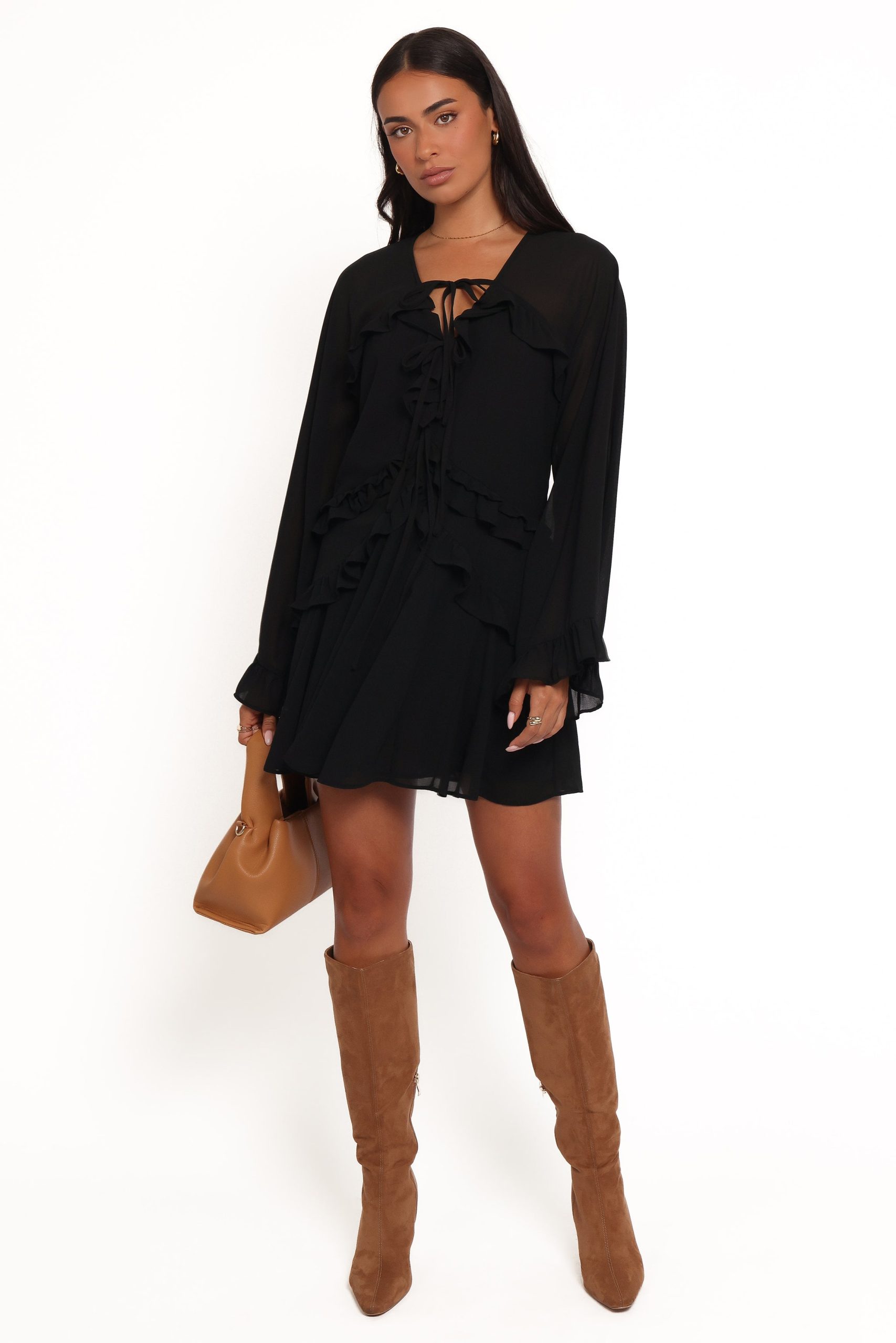 Magnolia Long Sleeve Mini Dress - Black - Image 5