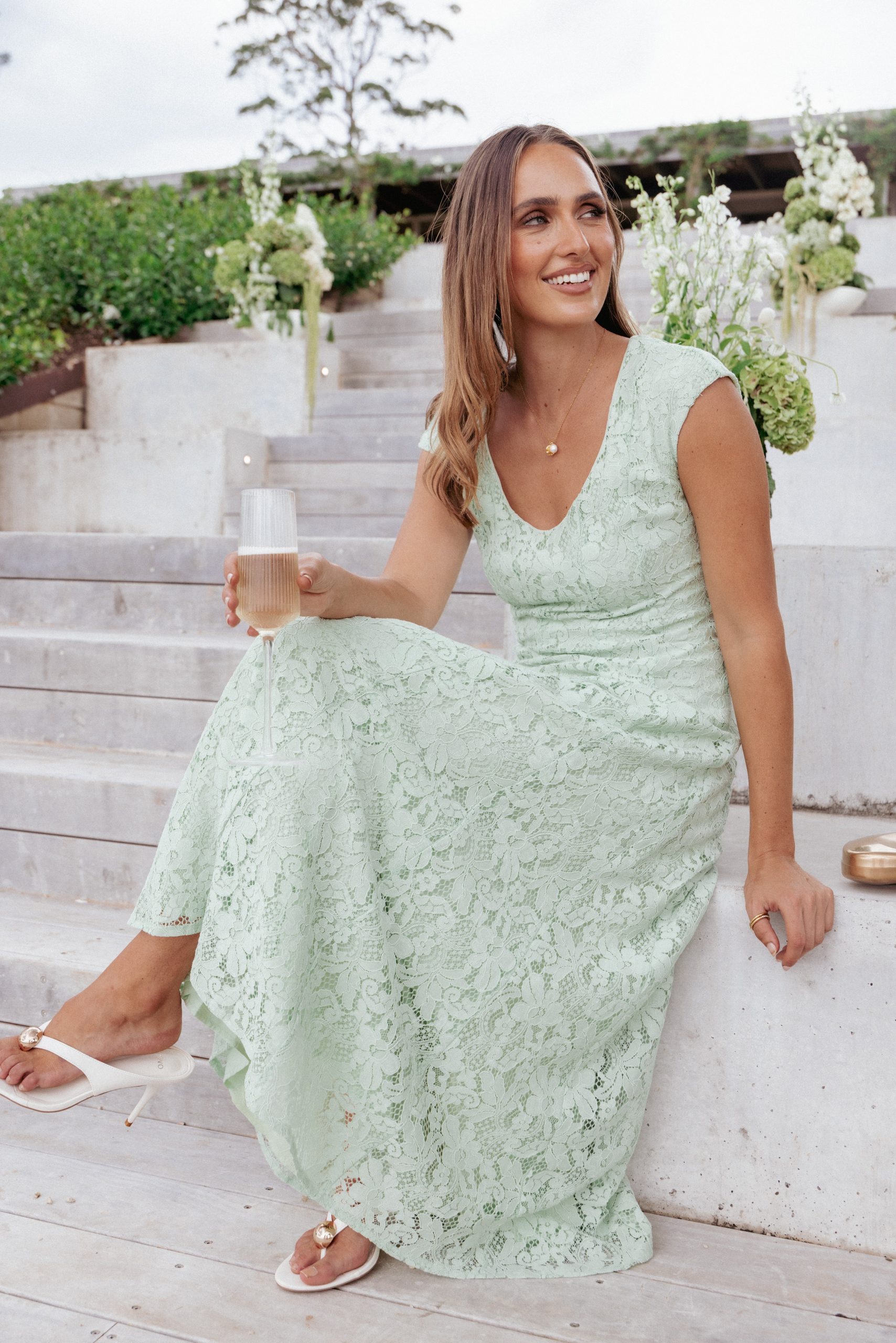 Mapleton Maxi Dress - Sage Green Lace - Image 8
